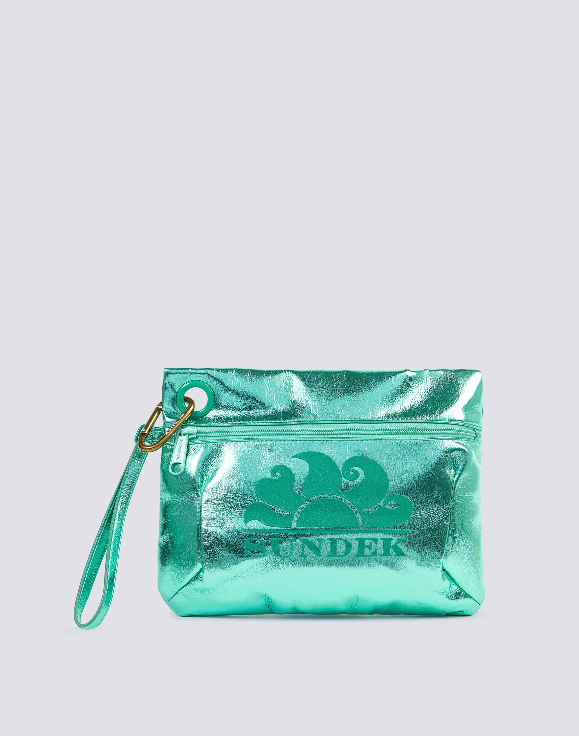 BORSA CLUTCH LAMINATA CON LOGO