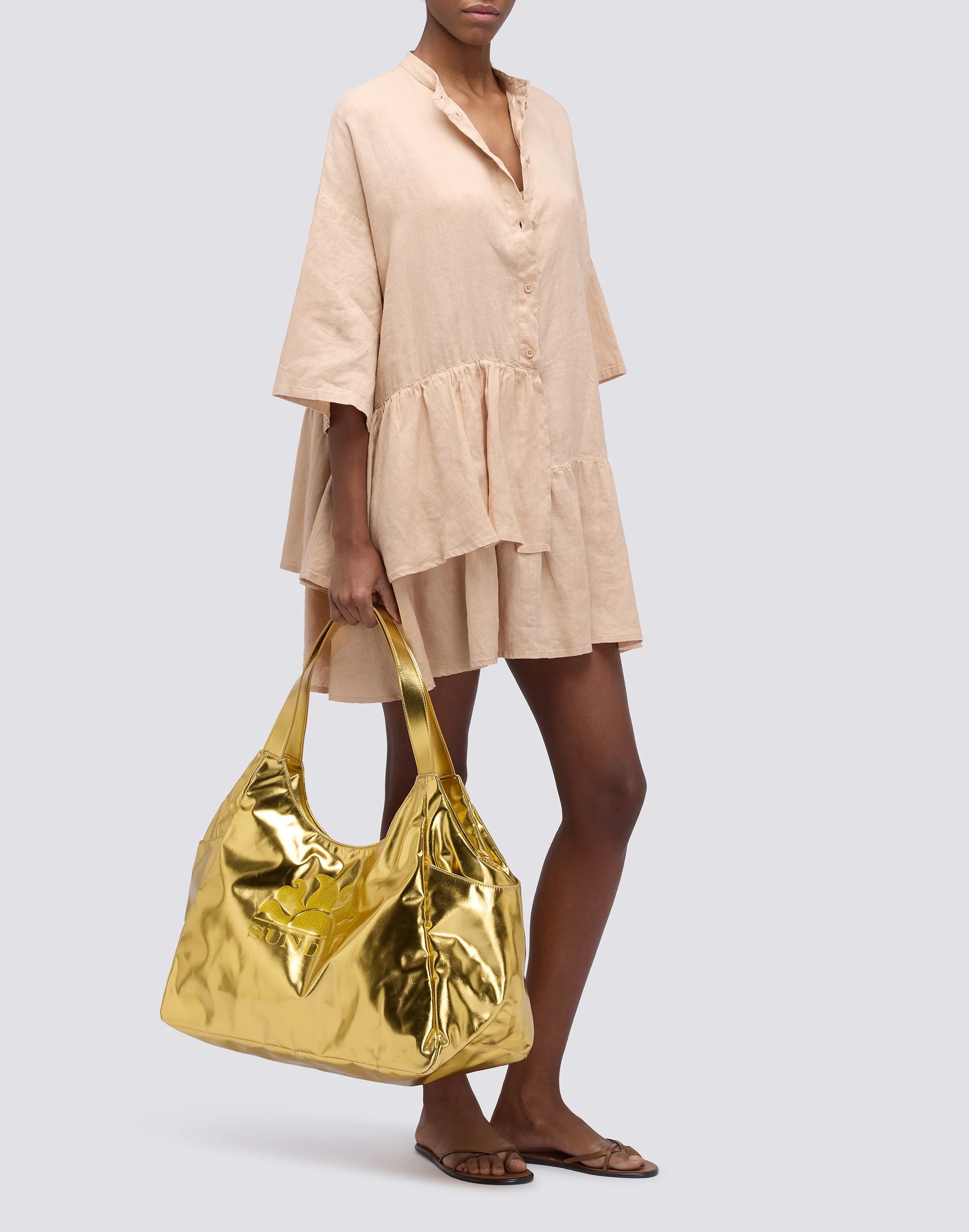 BORSA SHOPPER LAMINATA CON LOGO - Image 5