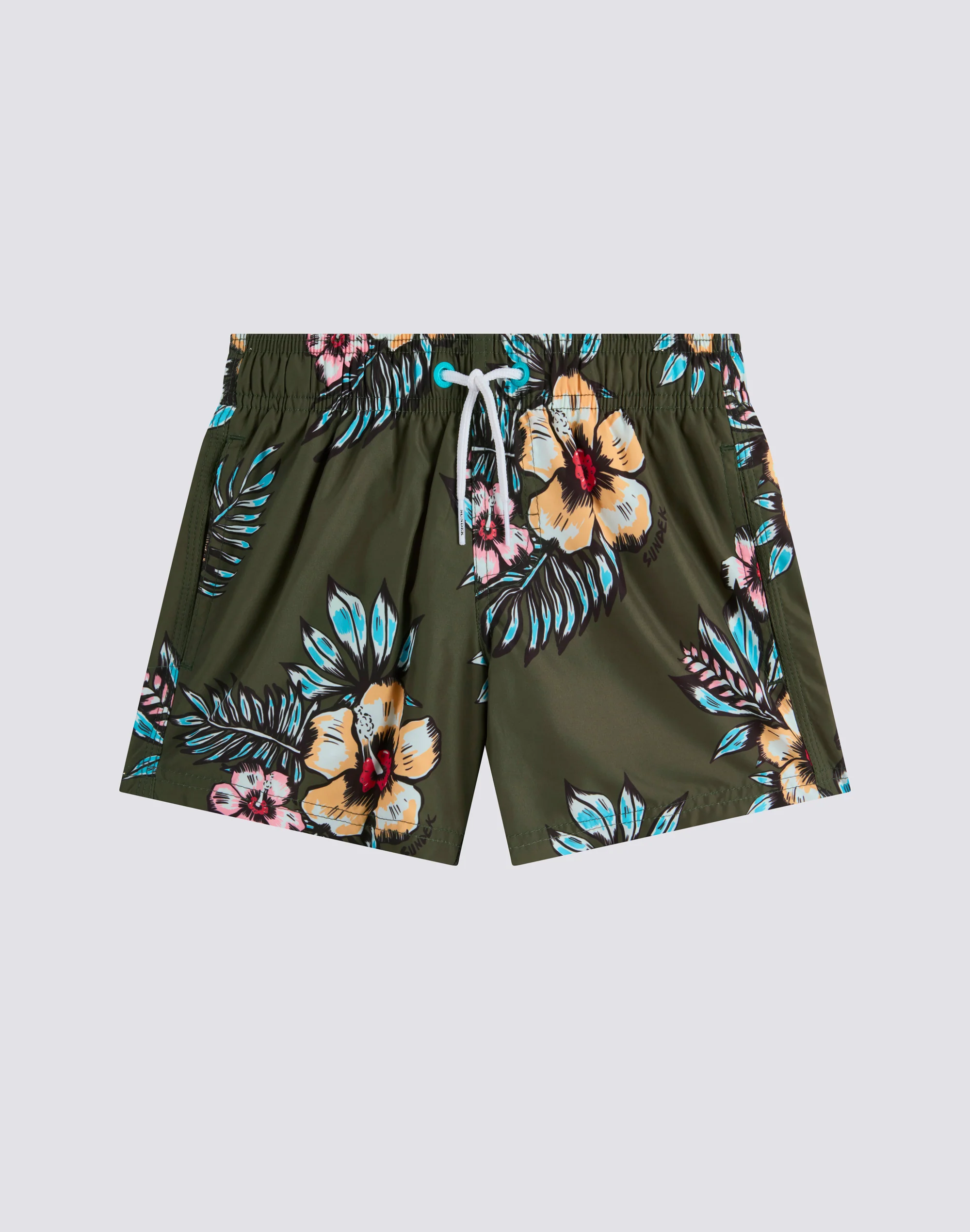 COSTUME DA BAGNO BAMBINO CORTO VITA ELASTICATA REPREVE® CON STAMPA GRAPHIC FLOWER - Image 2