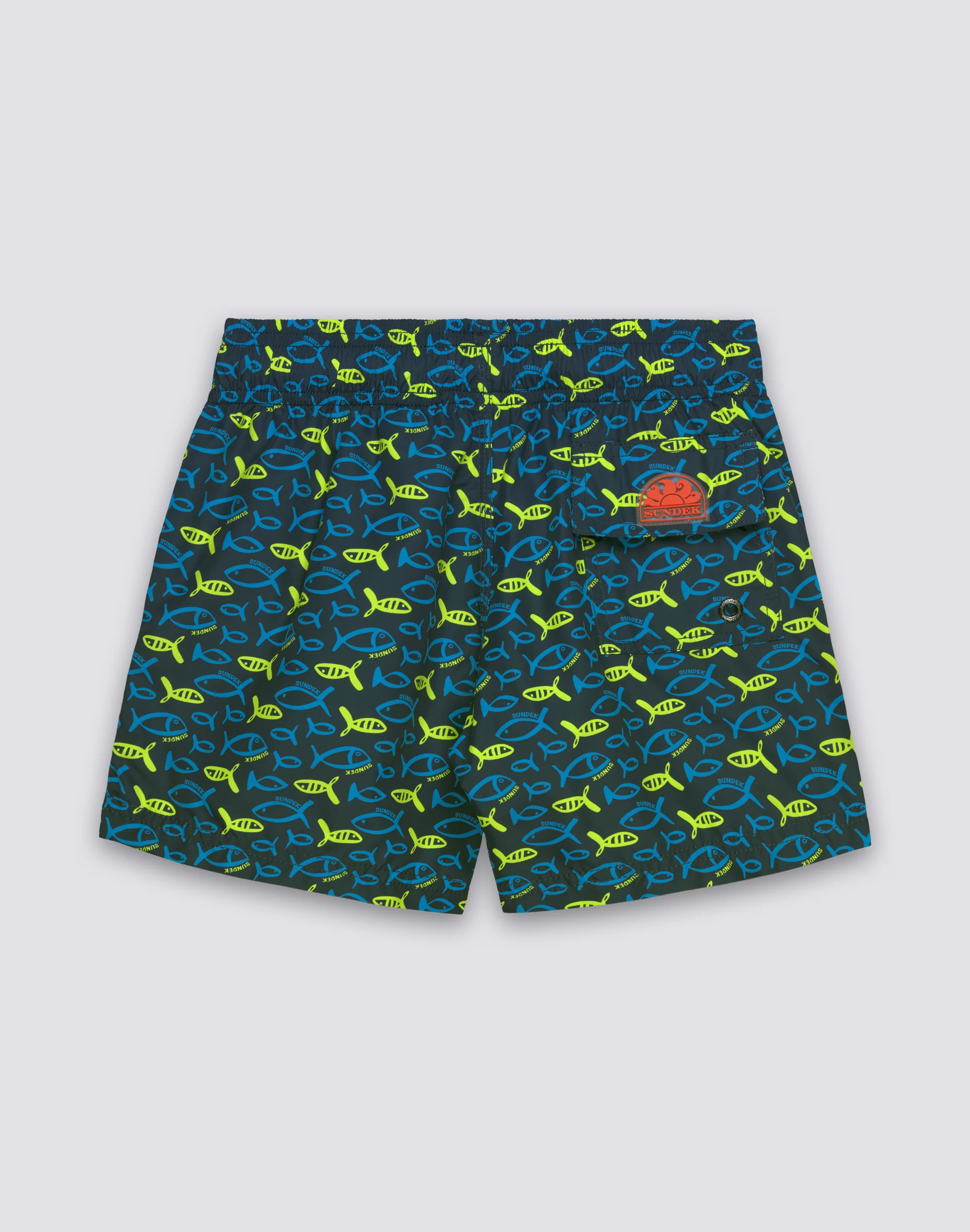COSTUME DA BAGNO BAMBINO CORTO VITA ELASTICATA STAMPA FISHAZ IN POLY RICICLATO - Image 2