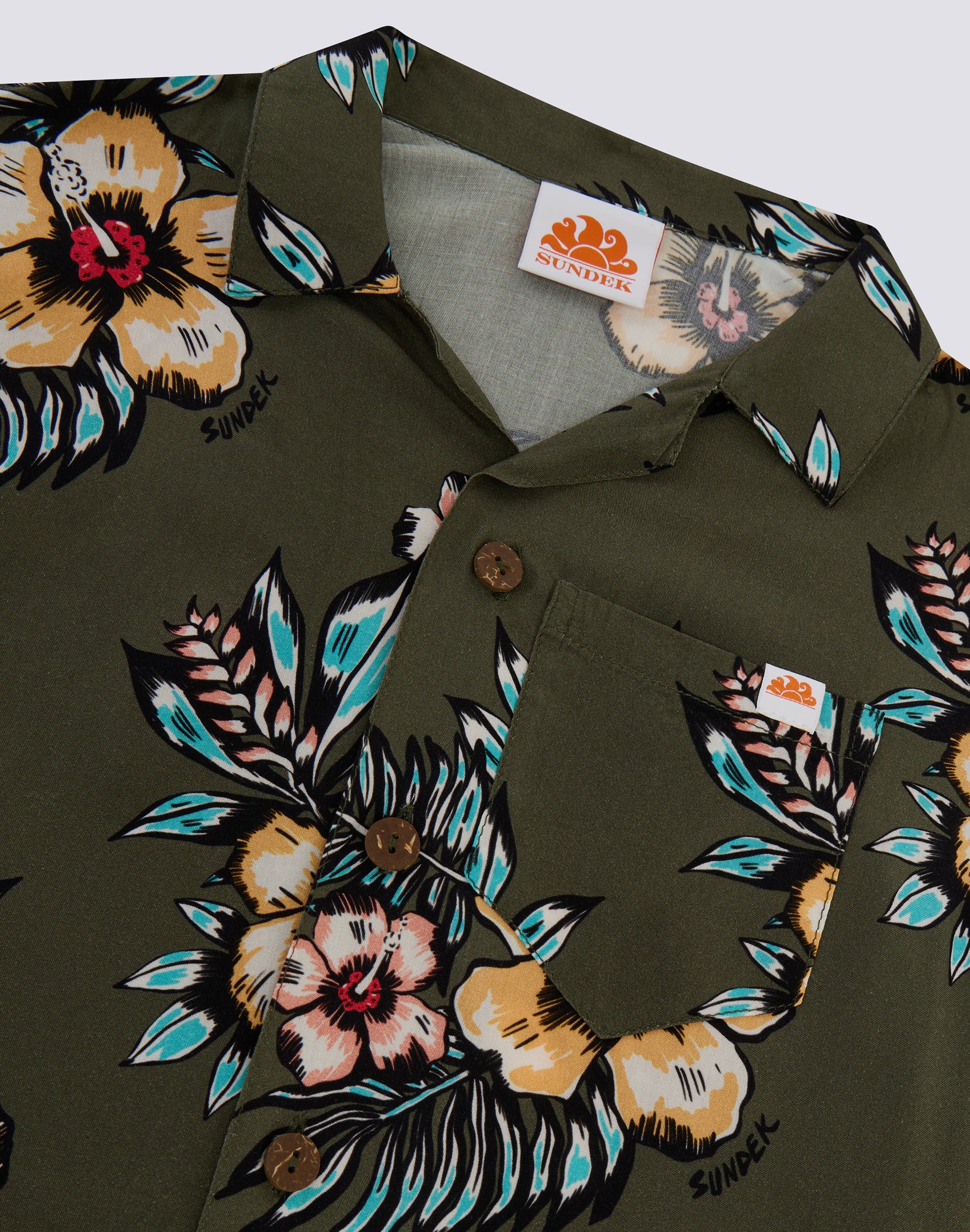 CAMICIA DA BAMBINO MODELLO BOWLING CON STAMPA FLOREALE - Image 3