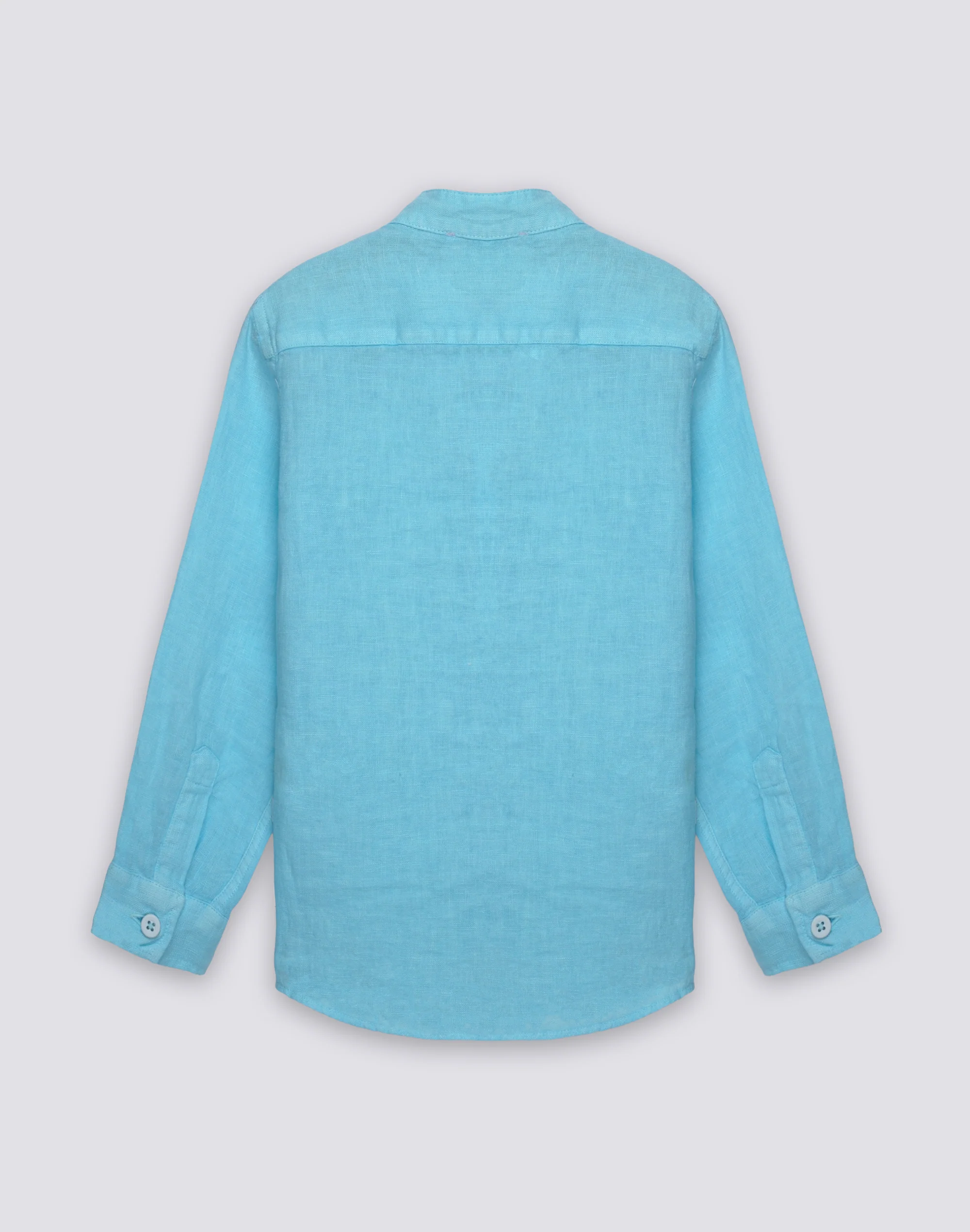 CAMICIA IN LINO DA BAMBINO A MANICA LUNGA CON COLLETTO ALLA COREANA - Image 2