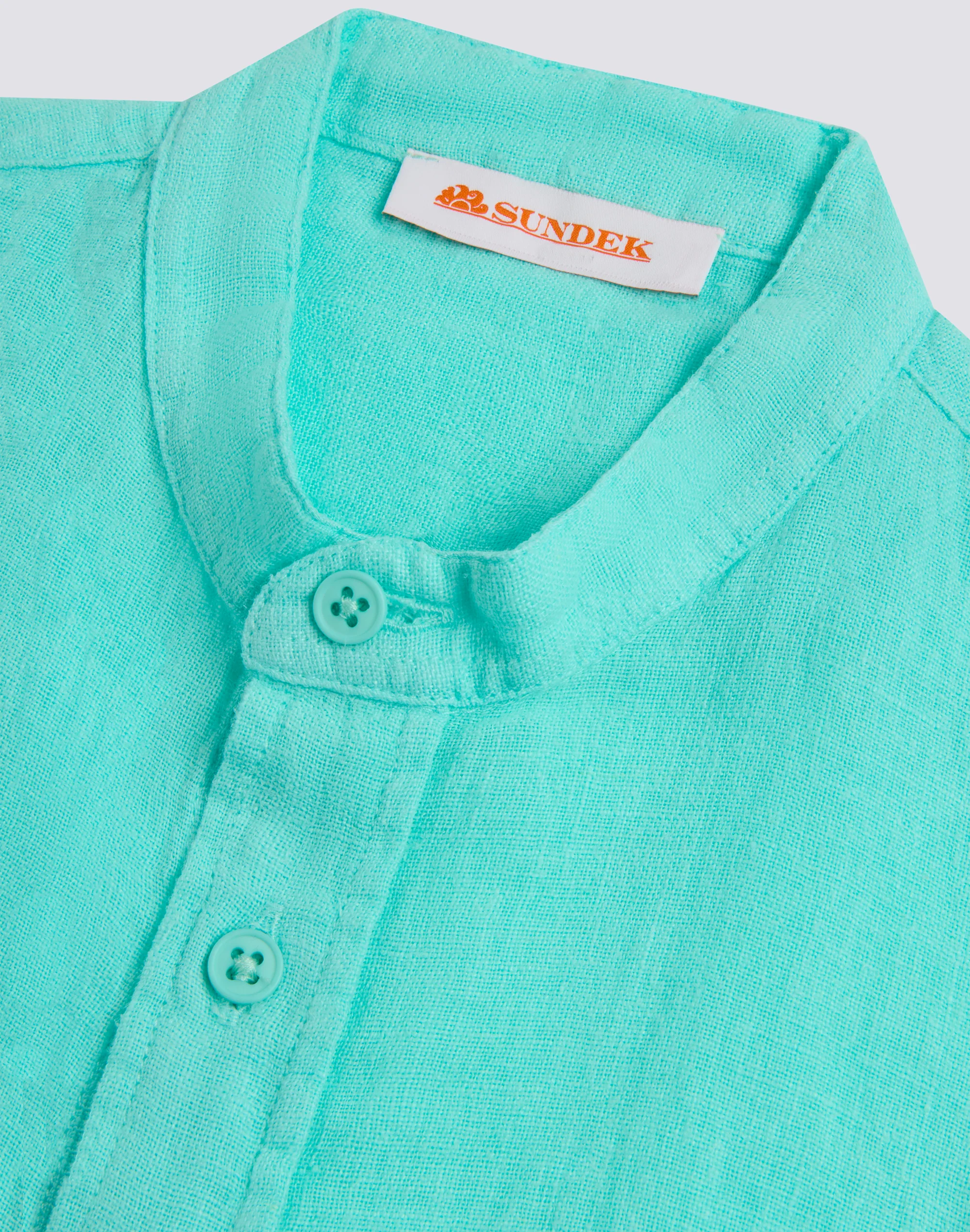 CAMICIA IN LINO CON COLLETTO ALLA COREANA - Image 3