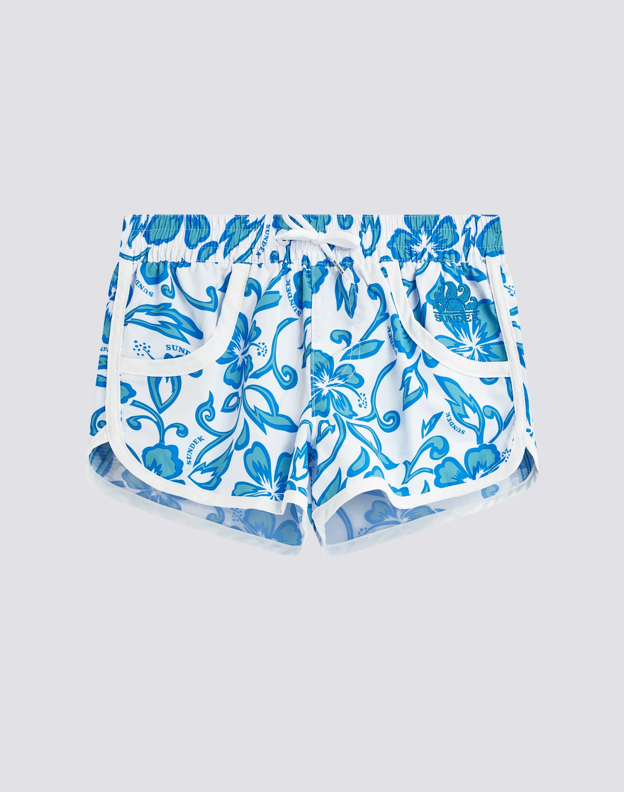 PANTALONCINO MARE CORTO BAMBINA MARGATE CON STAMPA HIBISCUS SK23 - Image 2