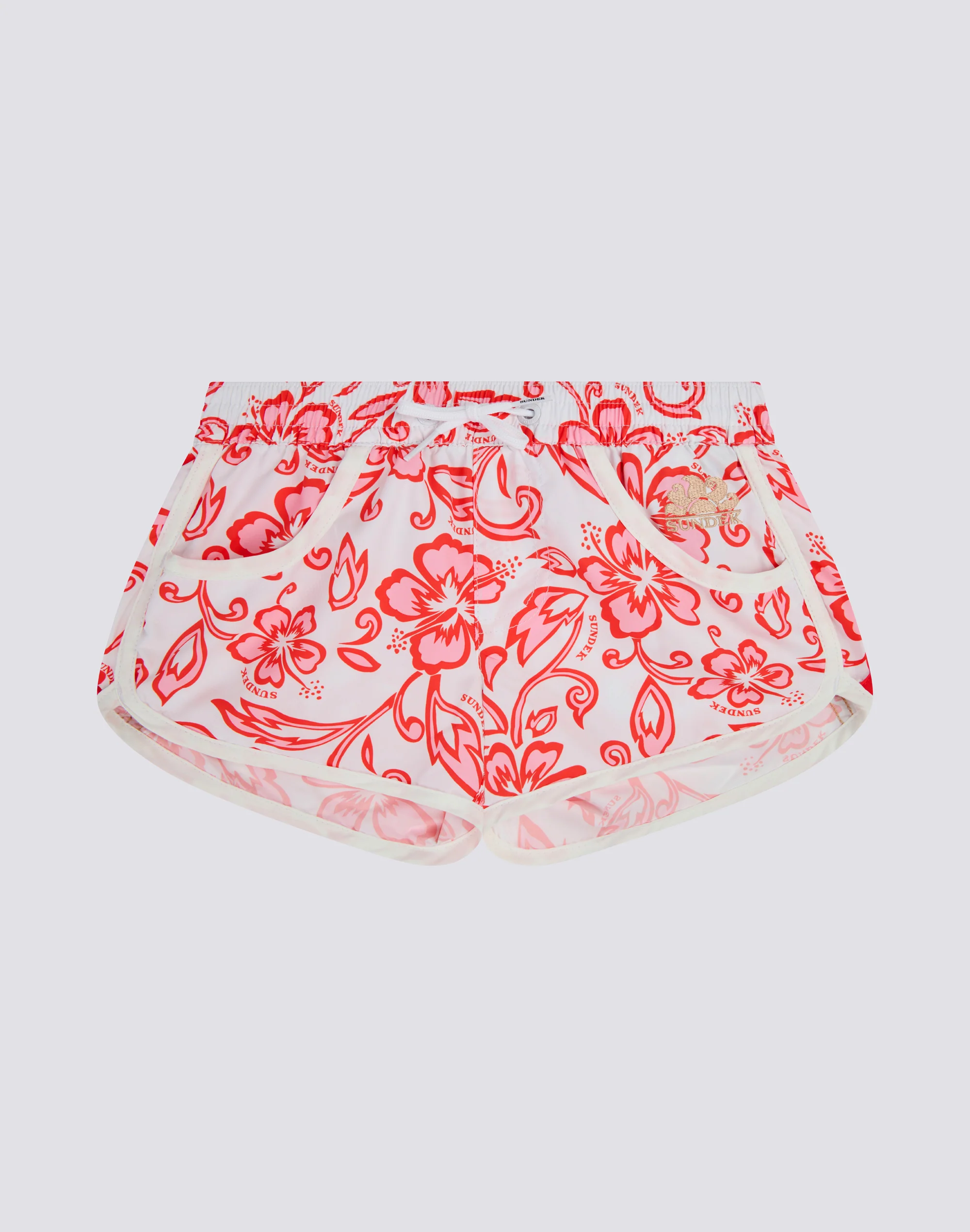 PANTALONCINO MARE CORTO BAMBINA MARGATE CON STAMPA HIBISCUS SK23 - Image 2