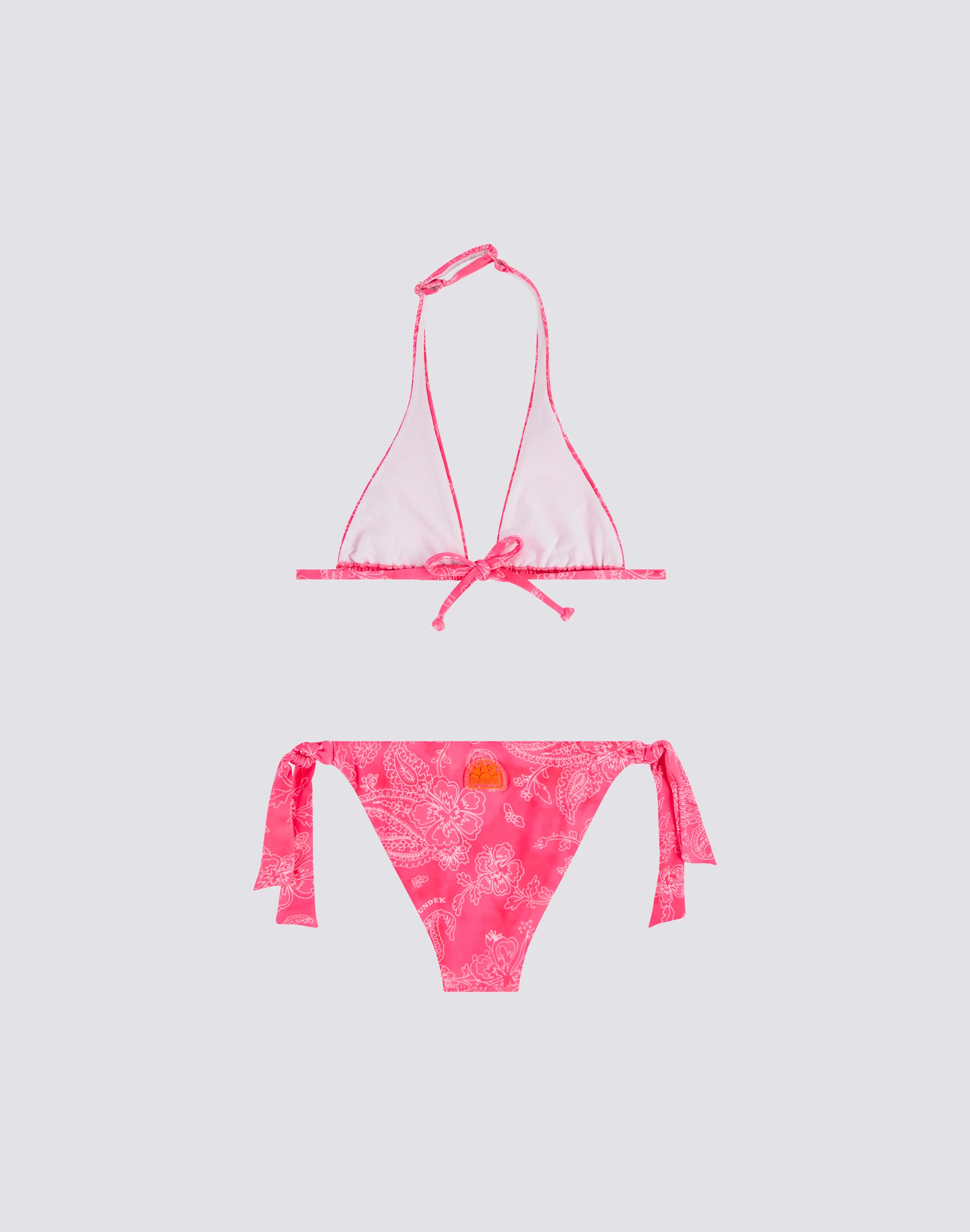 BIKINI BAMBINA CON TRIANGOLO AMERICANO E SLIP A LACCETTI FANTASIA HIBI PAISLEY - Image 2