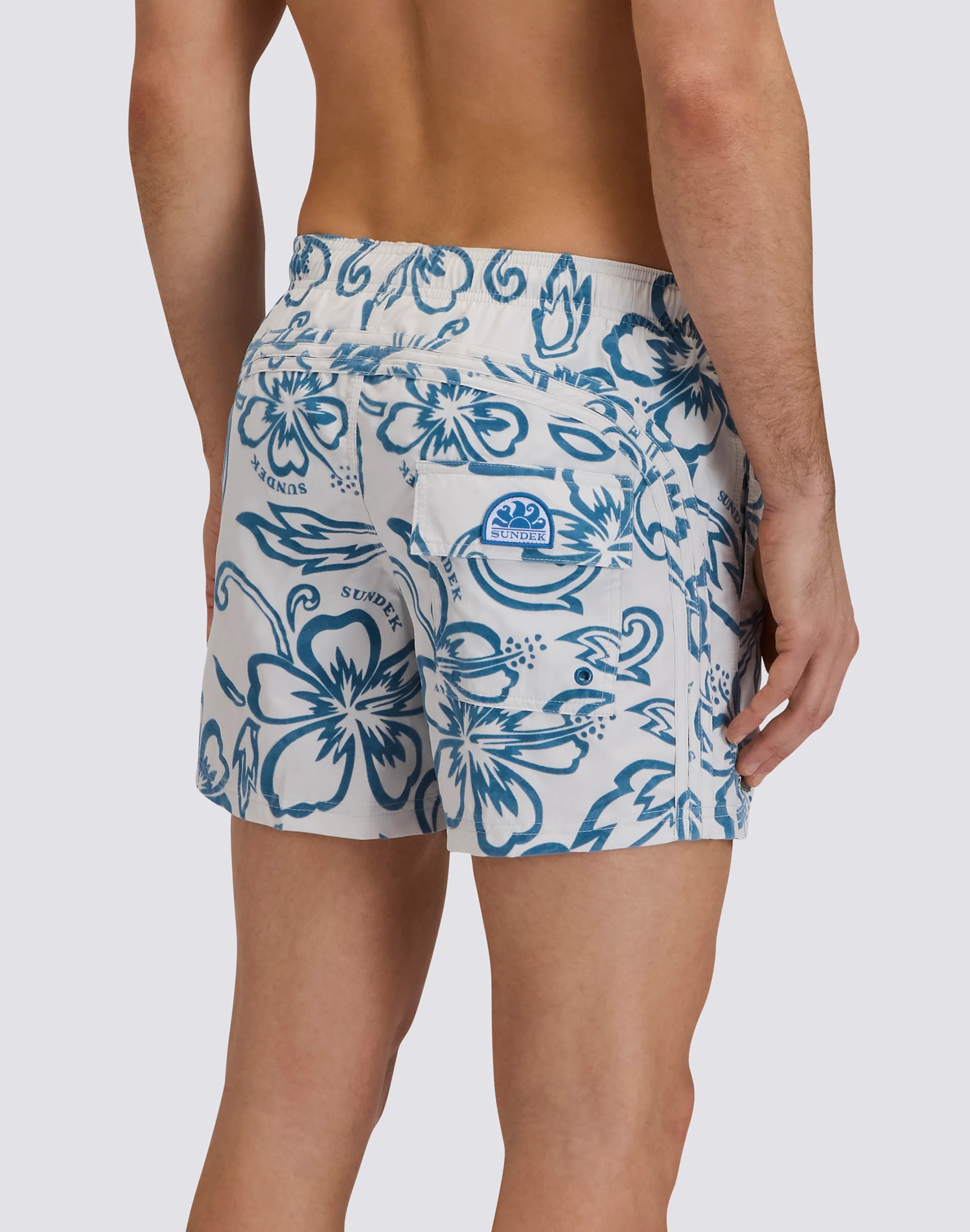 COSTUME DA BAGNO UOMO CORTO GOLDENWAVE STAMPA HIBISCUS ARCHIVE FLOCK