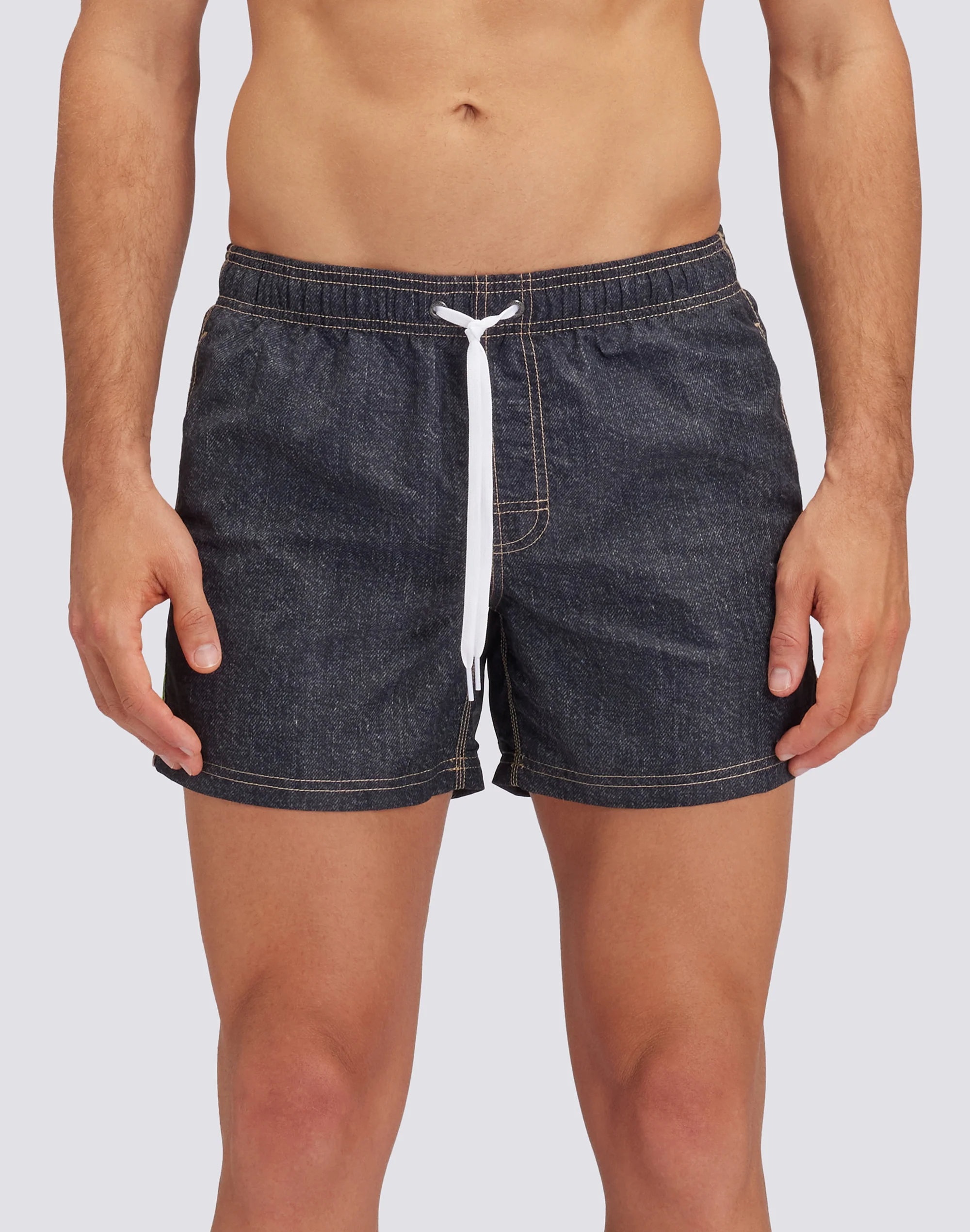 COSTUME DA BAGNO CORTO VITA ELASTICATA ICONIC TAFFETA GOLDENWAVE STAMPA DENIM - Image 2