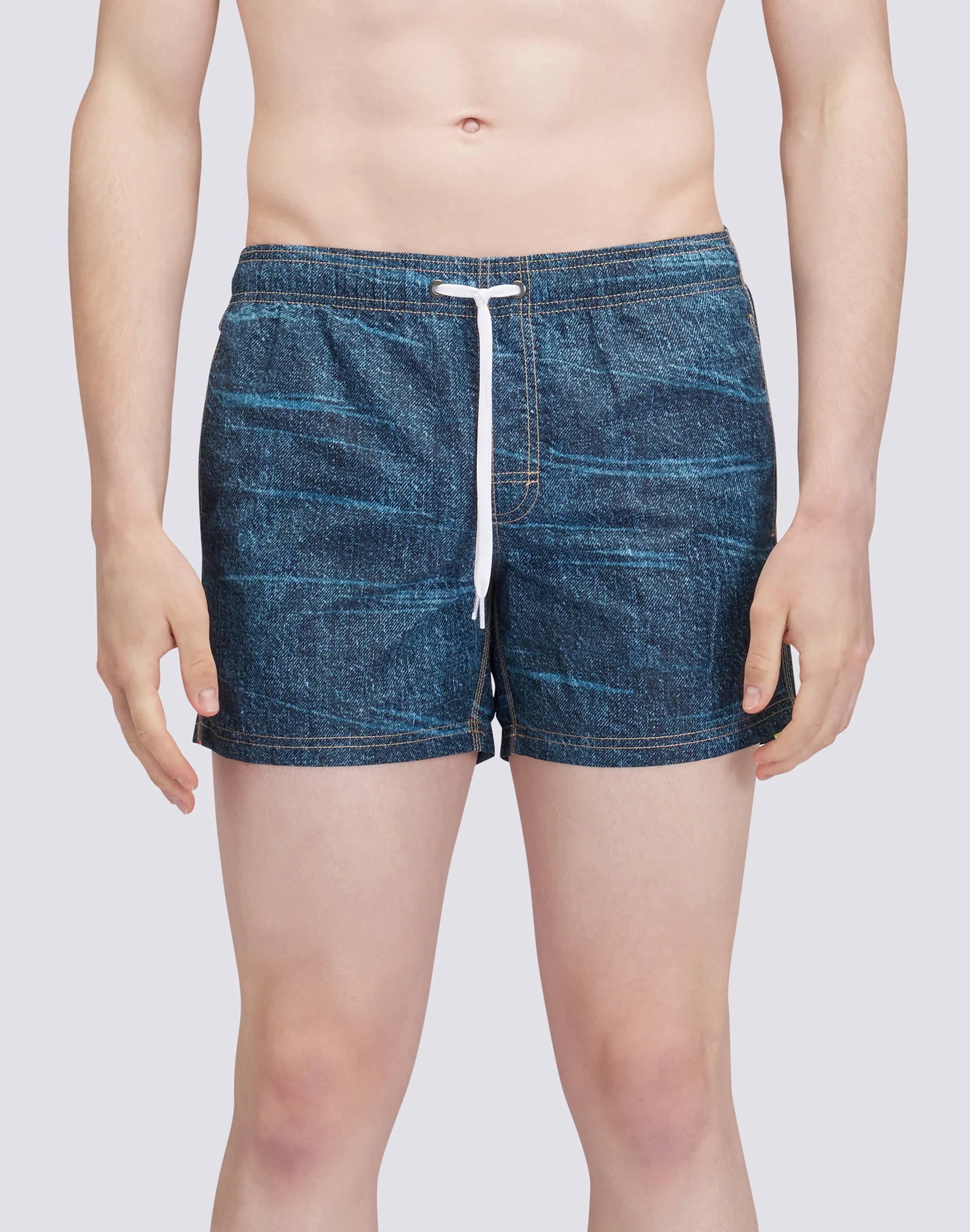 COSTUME DA BAGNO CORTO VITA ELASTICATA ICONIC TAFFETA GOLDENWAVE STAMPA DENIM - Image 2
