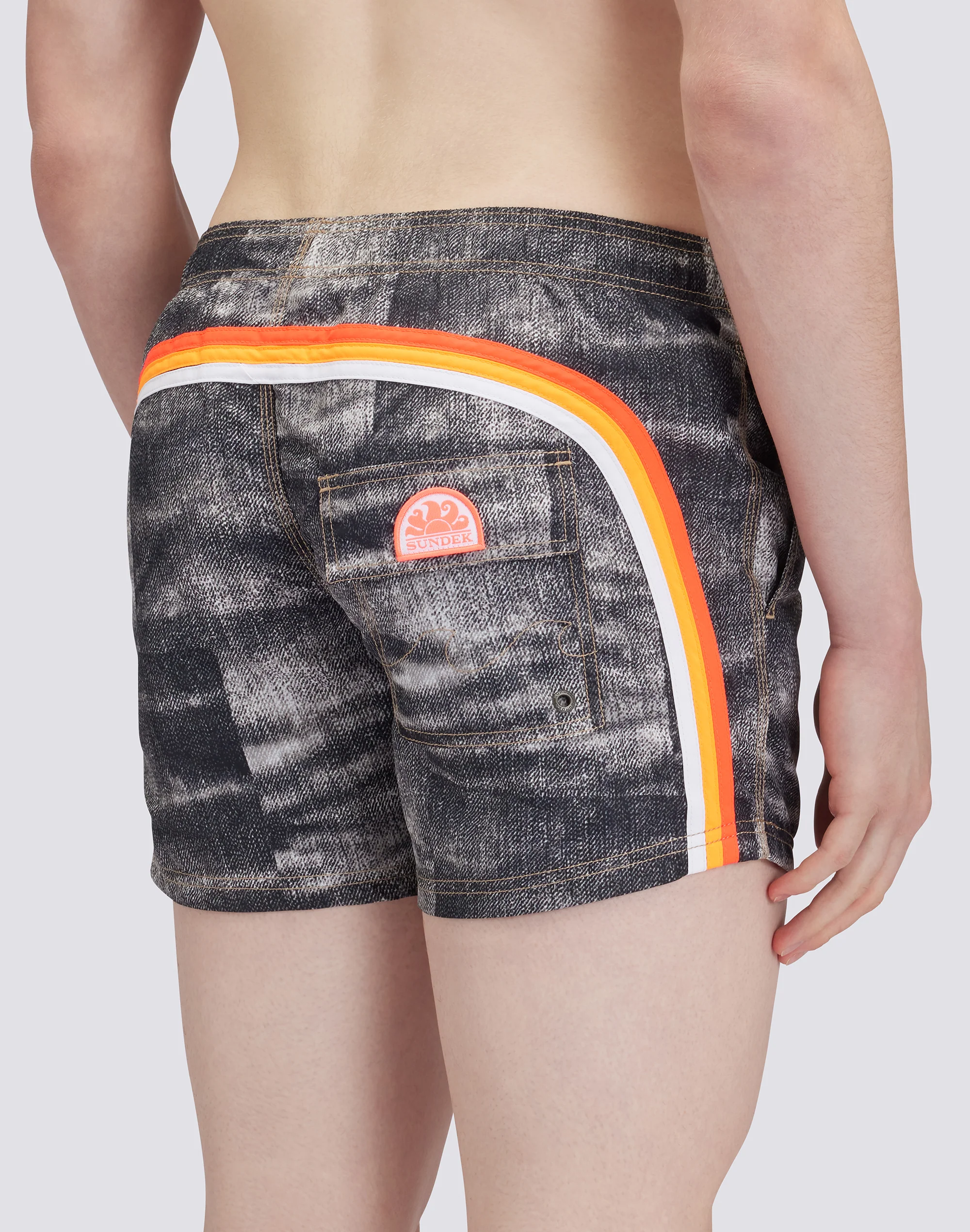 COSTUME DA BAGNO CORTO VITA ELASTICATA ICONIC TAFFETA GOLDENWAVE STAMPA DENIM - Image 3