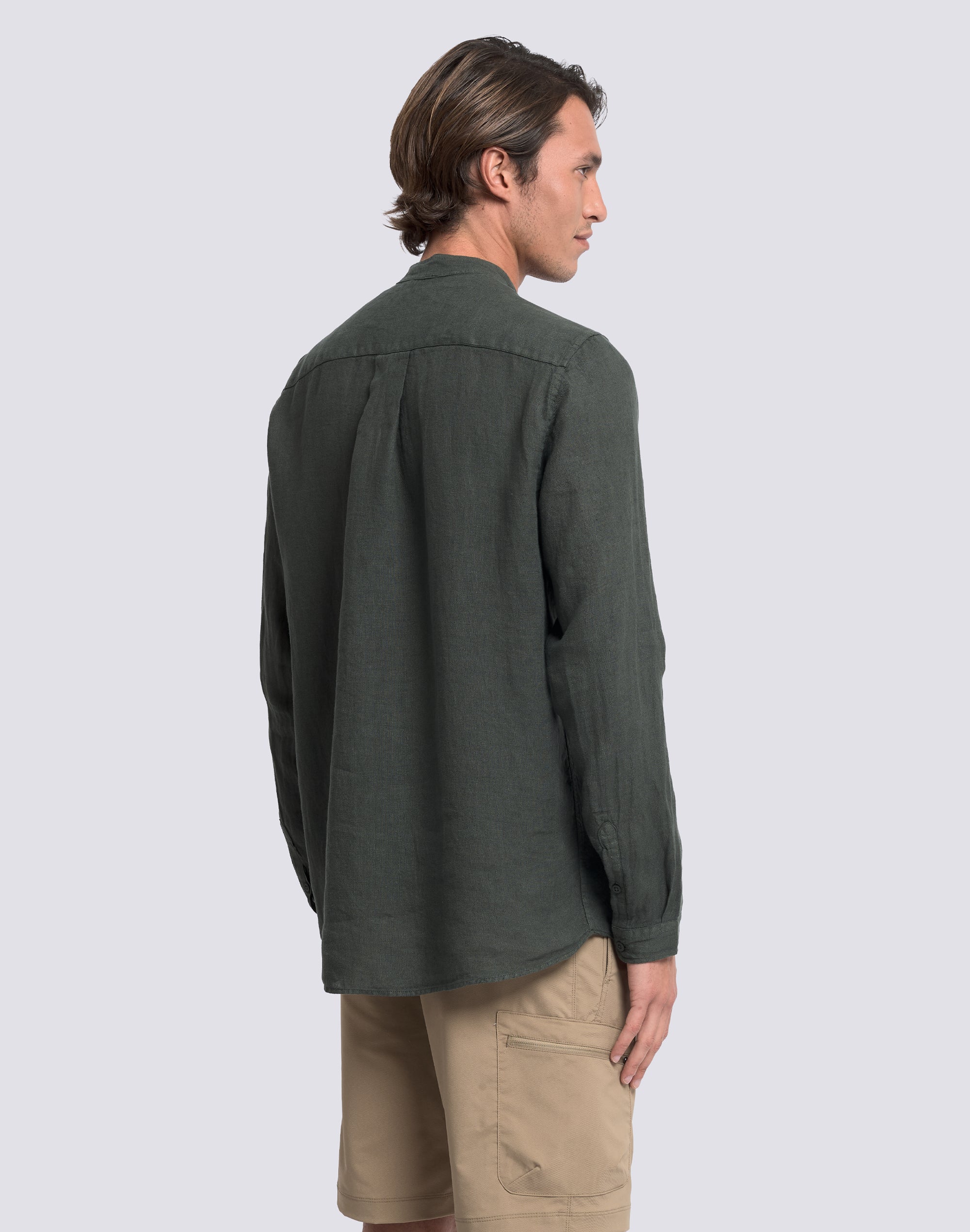 CAMICIA DA UOMO ALLA COREANA IN LINO TINTO CAPO - Image 5