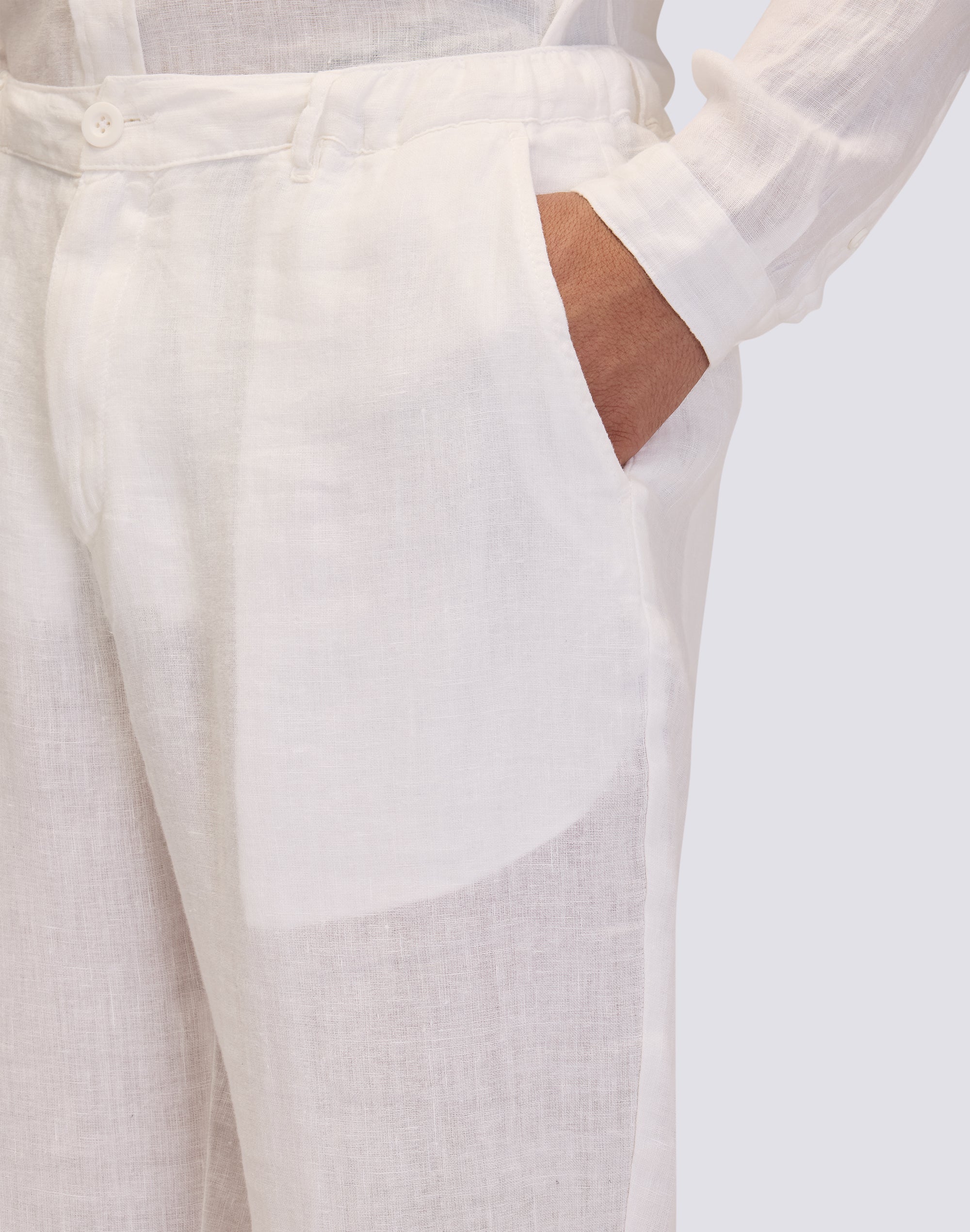 PANTALONI SEMI ELASTICIZZATI IN LINO - Image 3