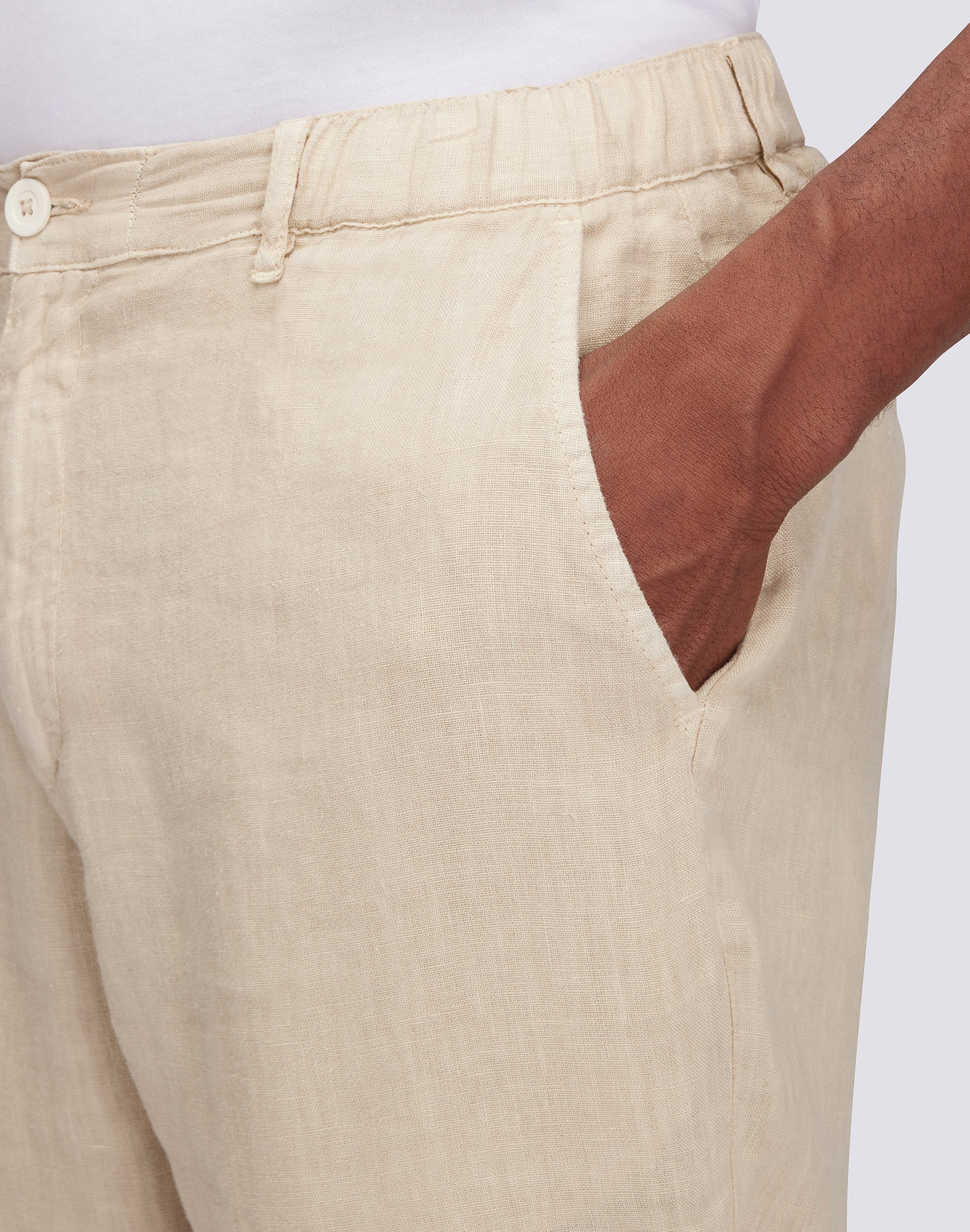 PANTALONI SEMI ELASTICIZZATI IN LINO - Image 3