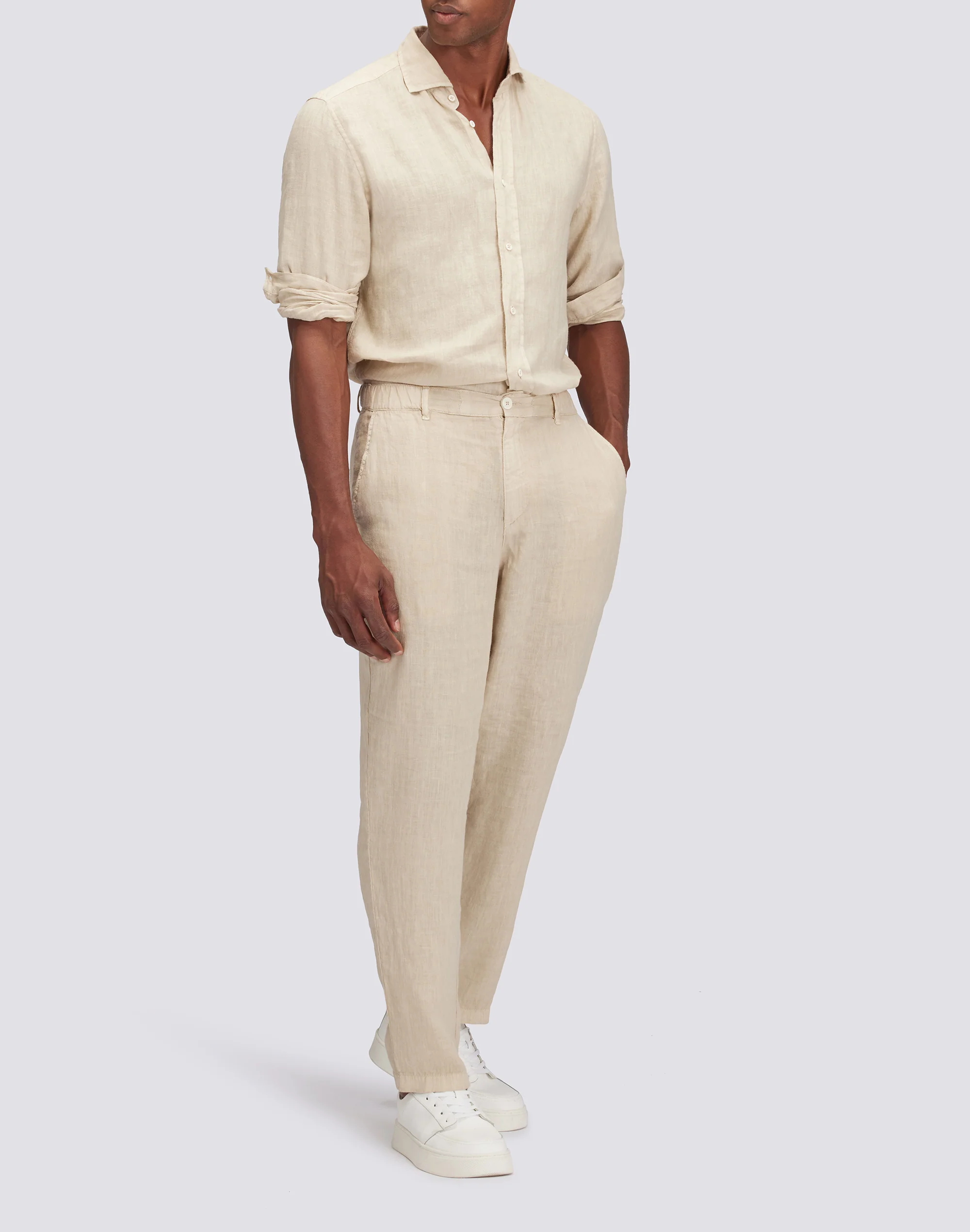 PANTALONI SEMI ELASTICIZZATI IN LINO - Image 4