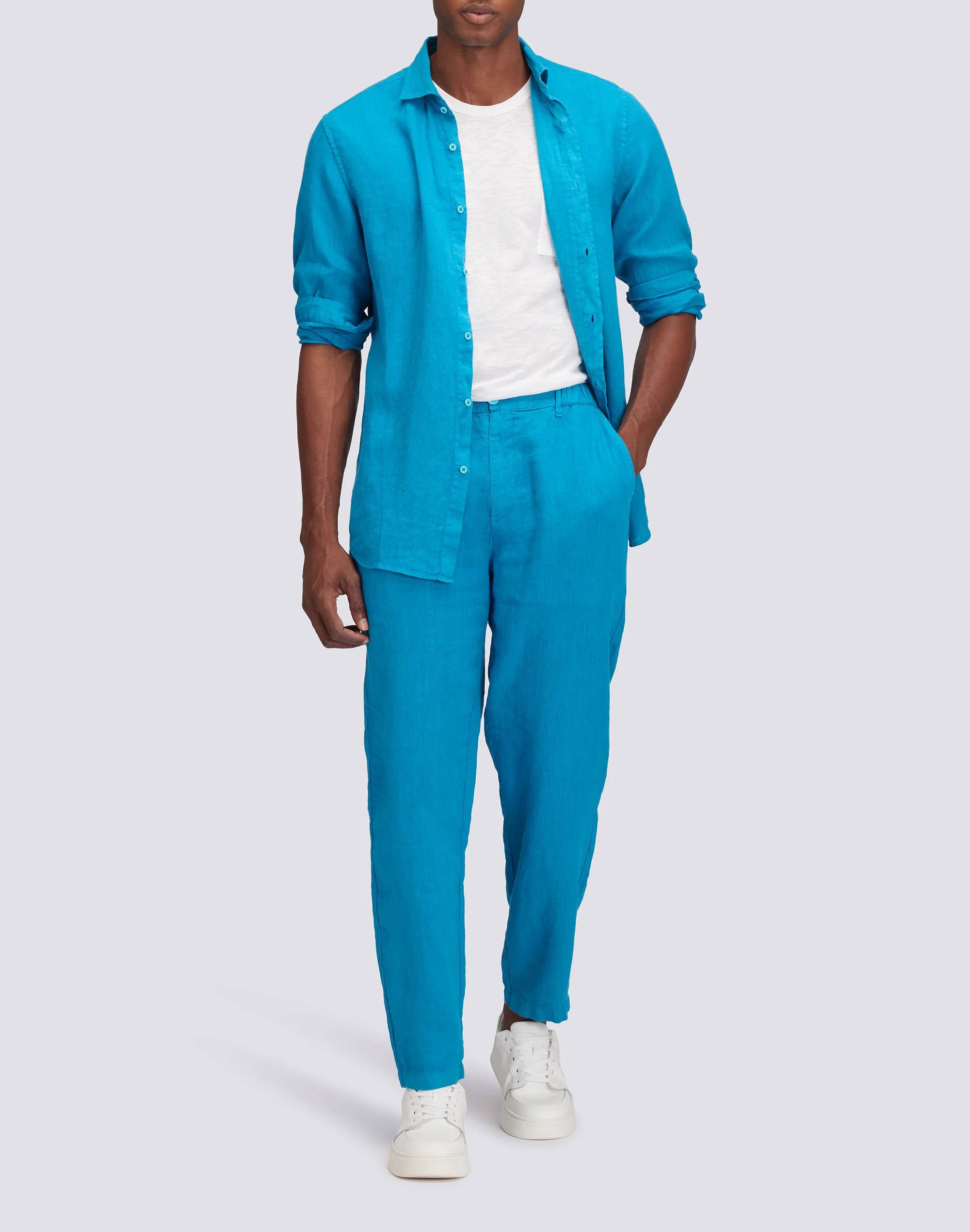 PANTALONI SEMI ELASTICIZZATI IN LINO - Image 4