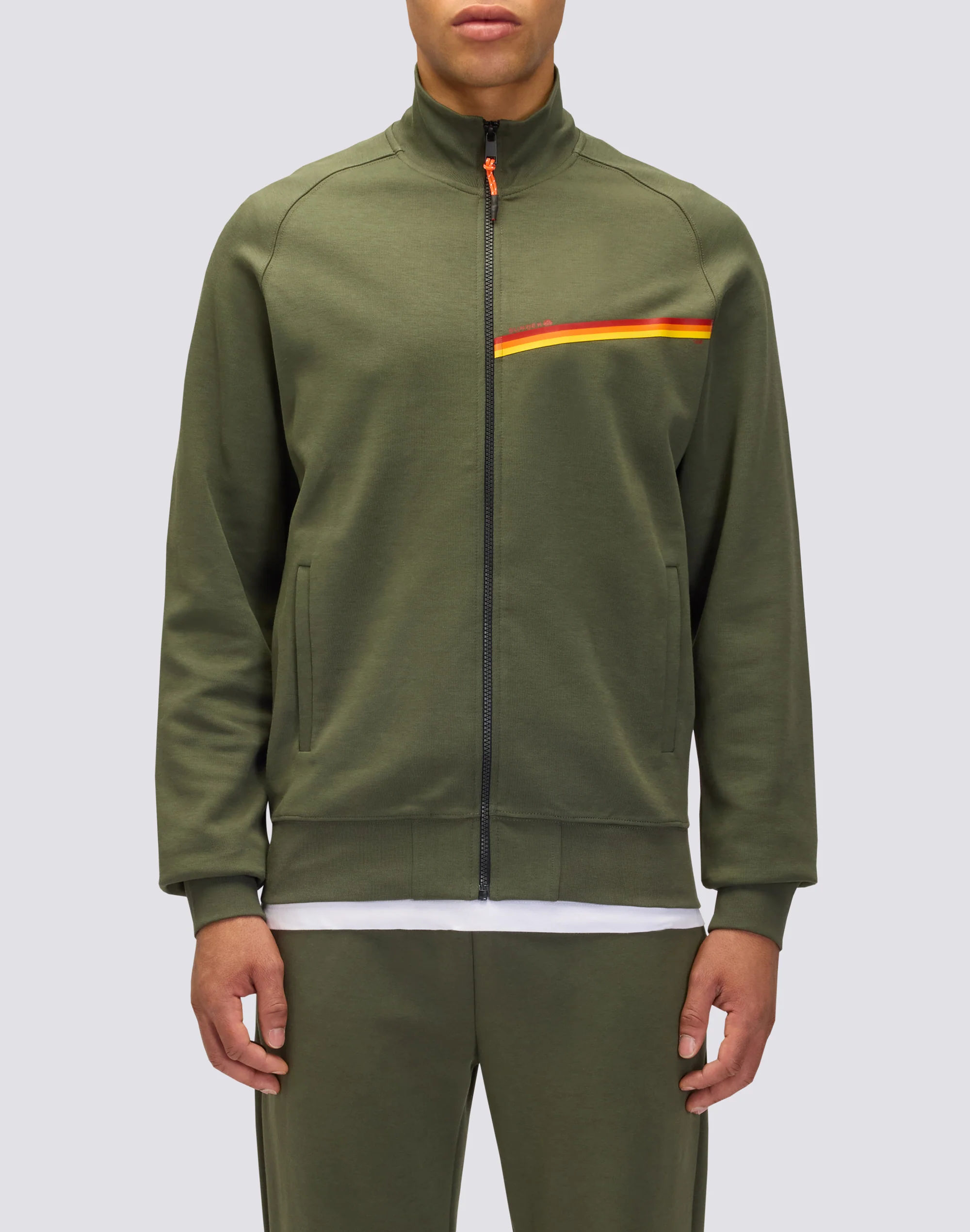 FELPA FULL ZIP CON DETTAGLIO TRICOLORE
