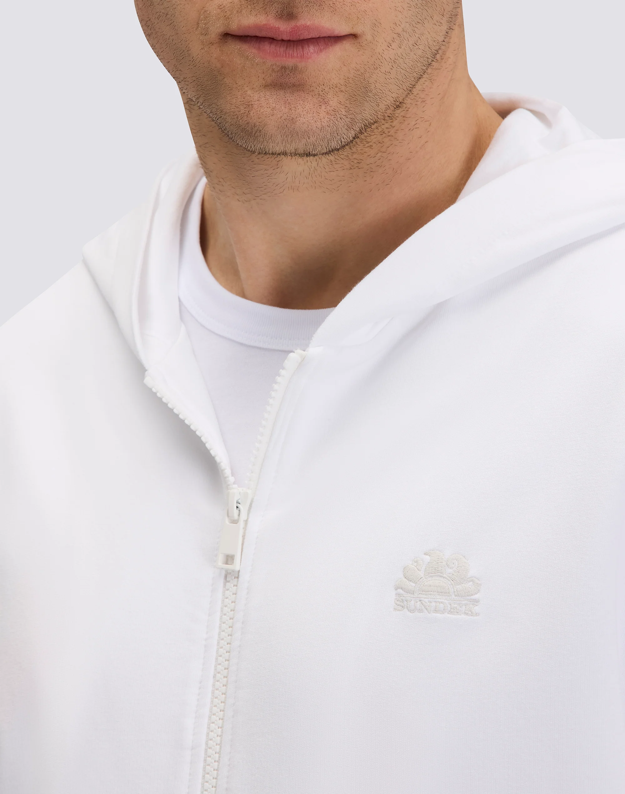 FELPA UOMO IN COTONE DEGARZATO CON FULL ZIP E CAPPUCCIO - Image 4
