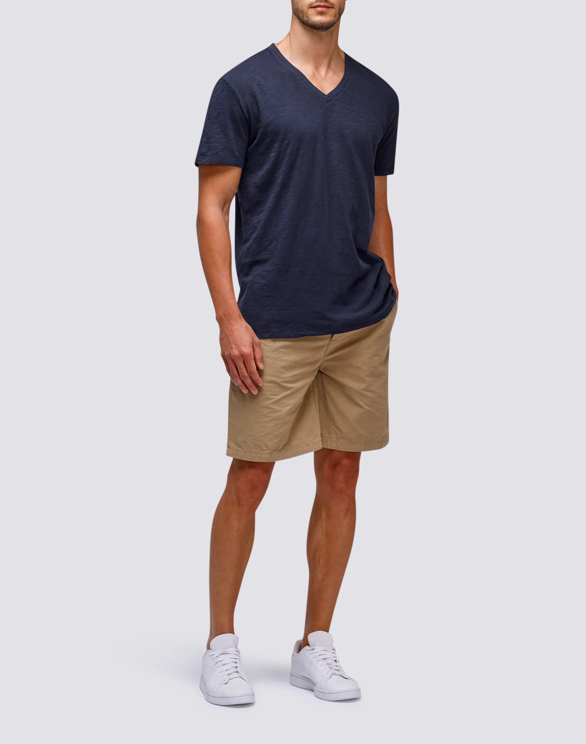 T-SHIRT TINTO CAPO CON SCOLLO A V - Image 3