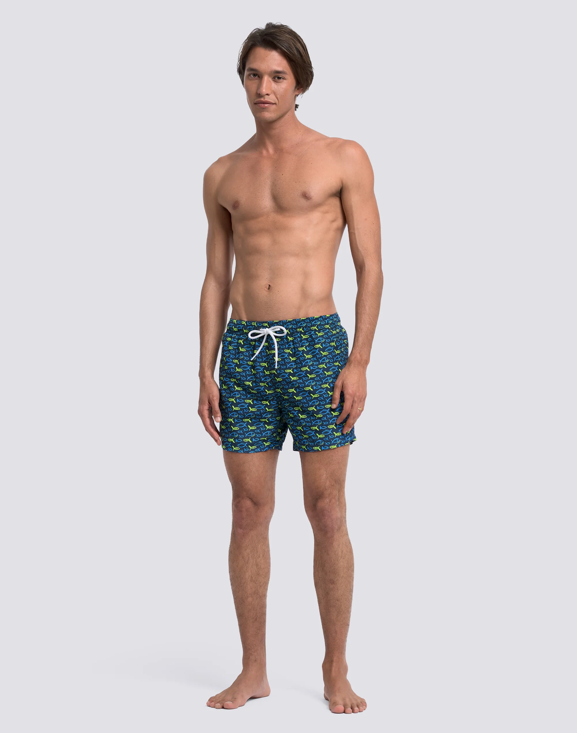 COSTUME DA BAGNO UOMO CORTO VITA ELASTICATA STAMPA FISHAZ IN POLY RICICLATO - Image 3