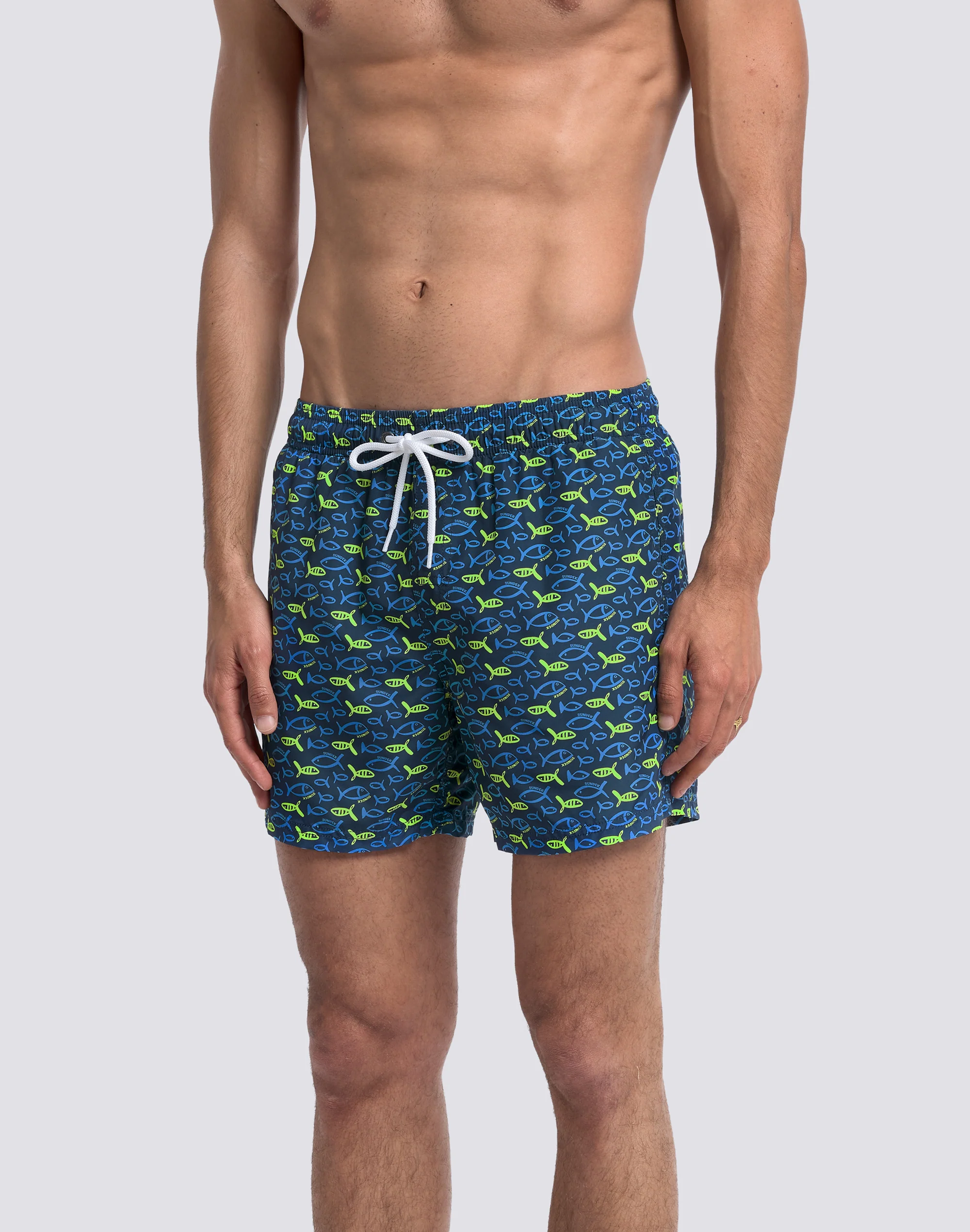 COSTUME DA BAGNO UOMO CORTO VITA ELASTICATA STAMPA FISHAZ IN POLY RICICLATO - Image 4