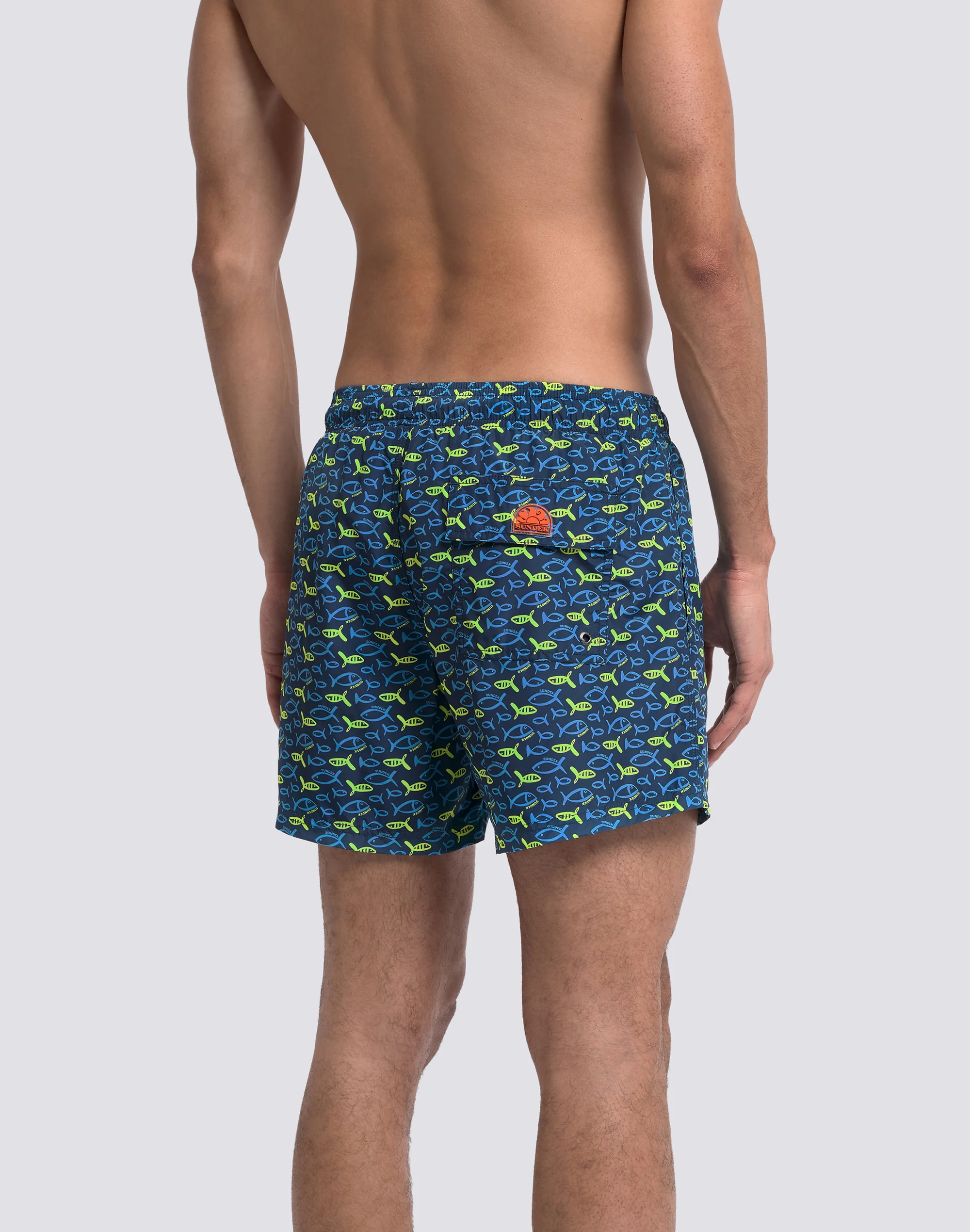 COSTUME DA BAGNO UOMO CORTO VITA ELASTICATA STAMPA FISHAZ IN POLY RICICLATO - Image 5