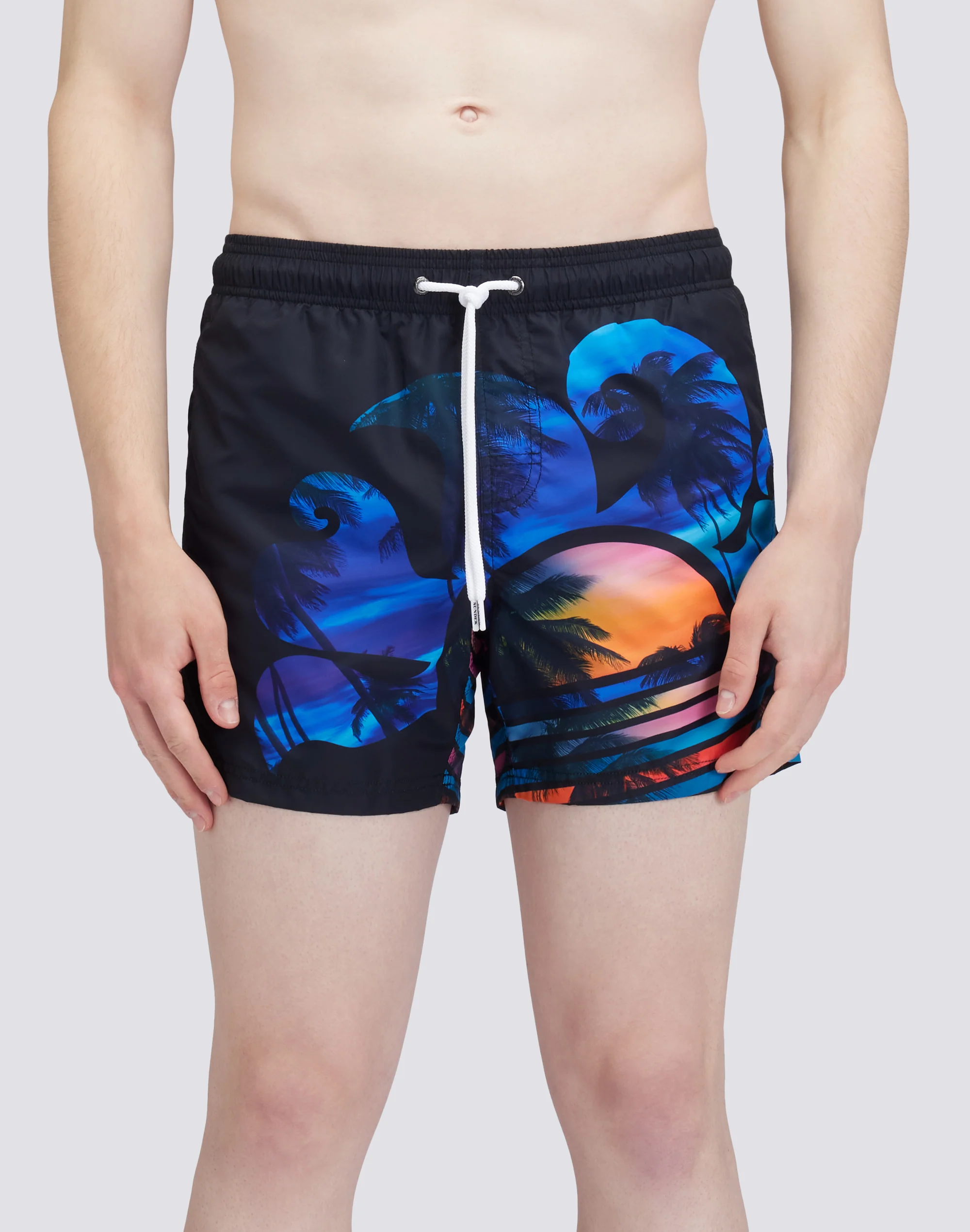 COSTUME DA BAGNO CORTO VITA ELASTICATA STAMPA BIG PALM IN POLY RICICLATO