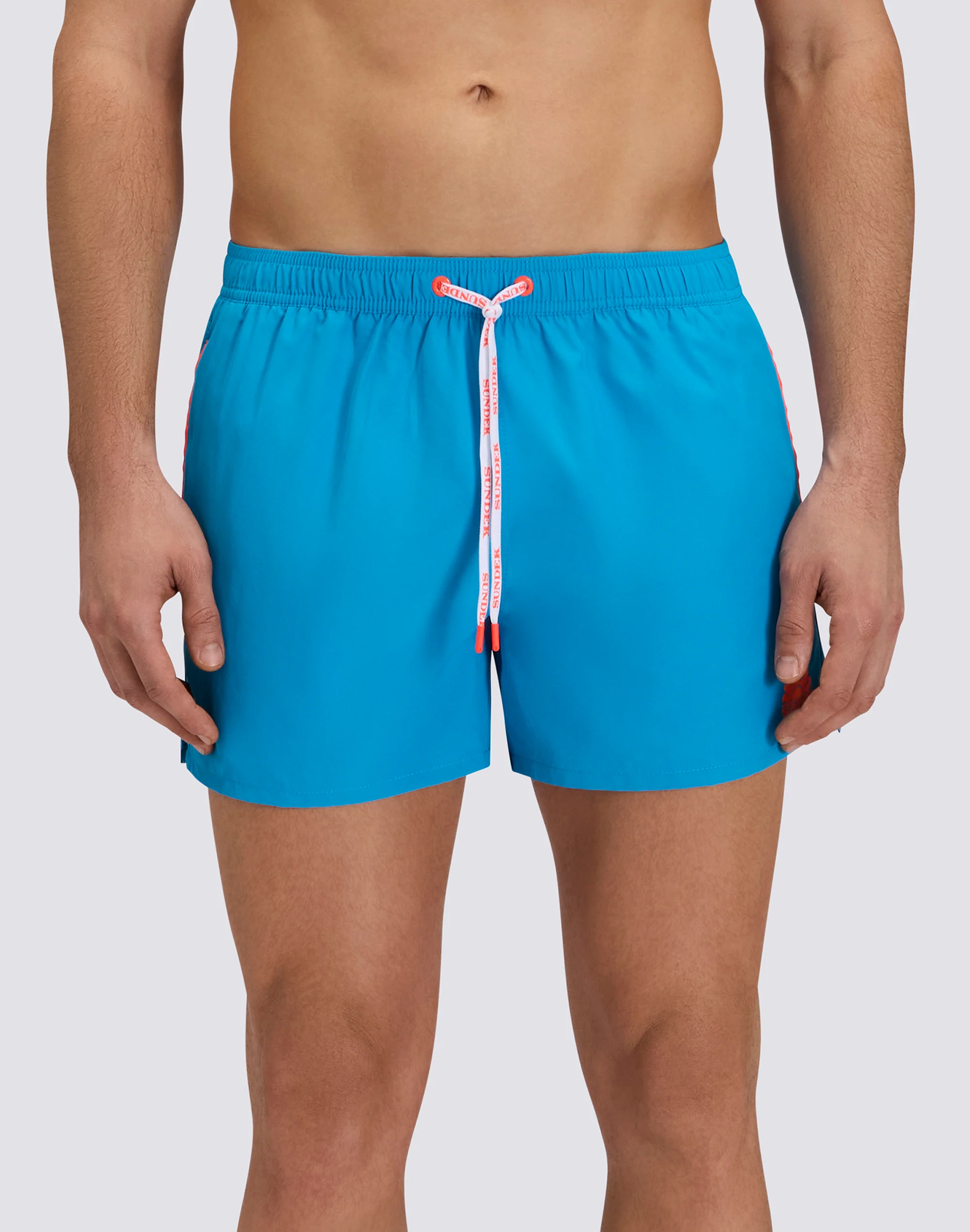 COSTUME DA BAGNO UOMO CORTO VITA ELASTICATA CON PIPING IN POLIESTERE RICICLATO REPREVE® - Image 2