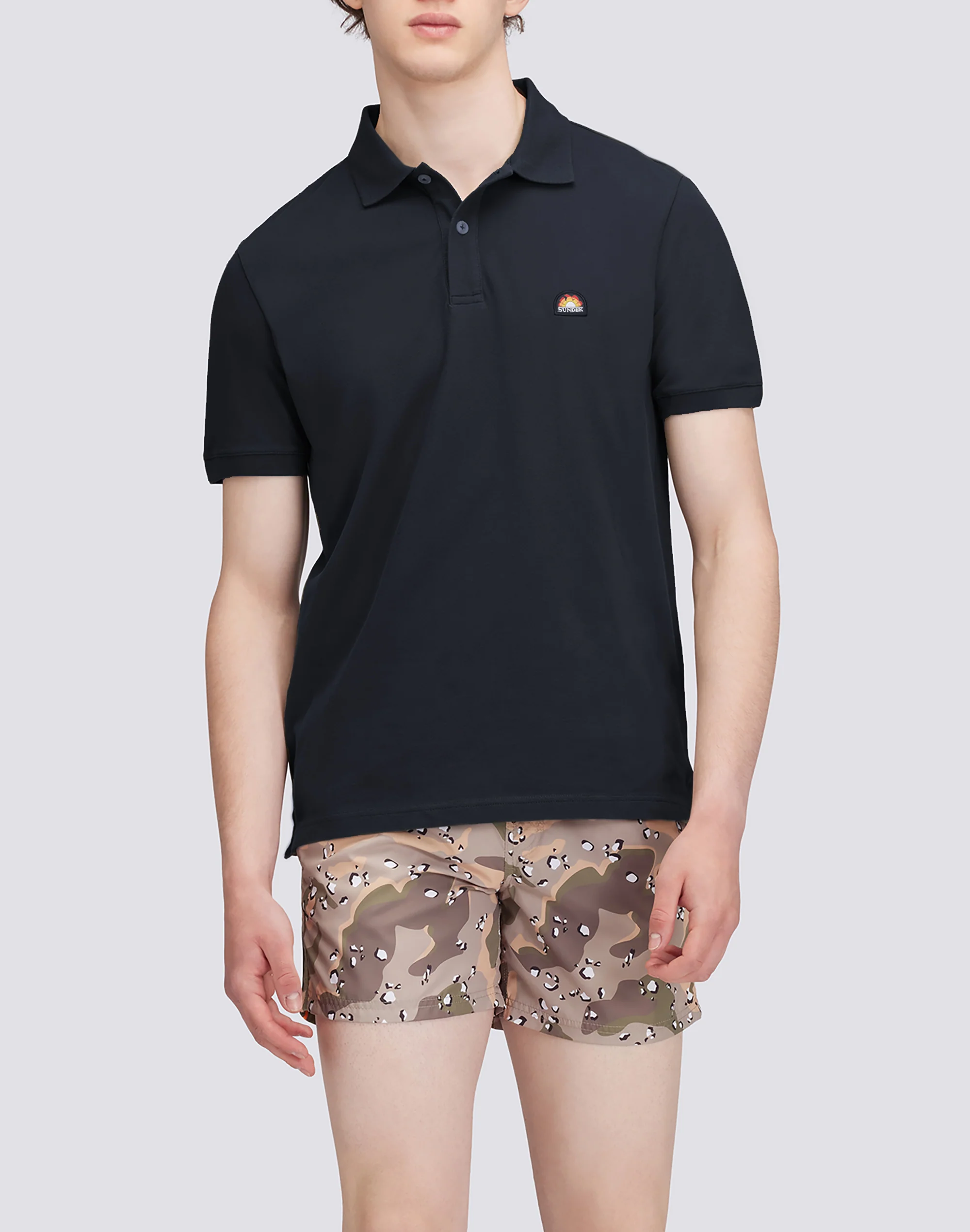 POLO IN COTONE PIQUET STRETCH CON PATCH ARCOBALENO - Image 3