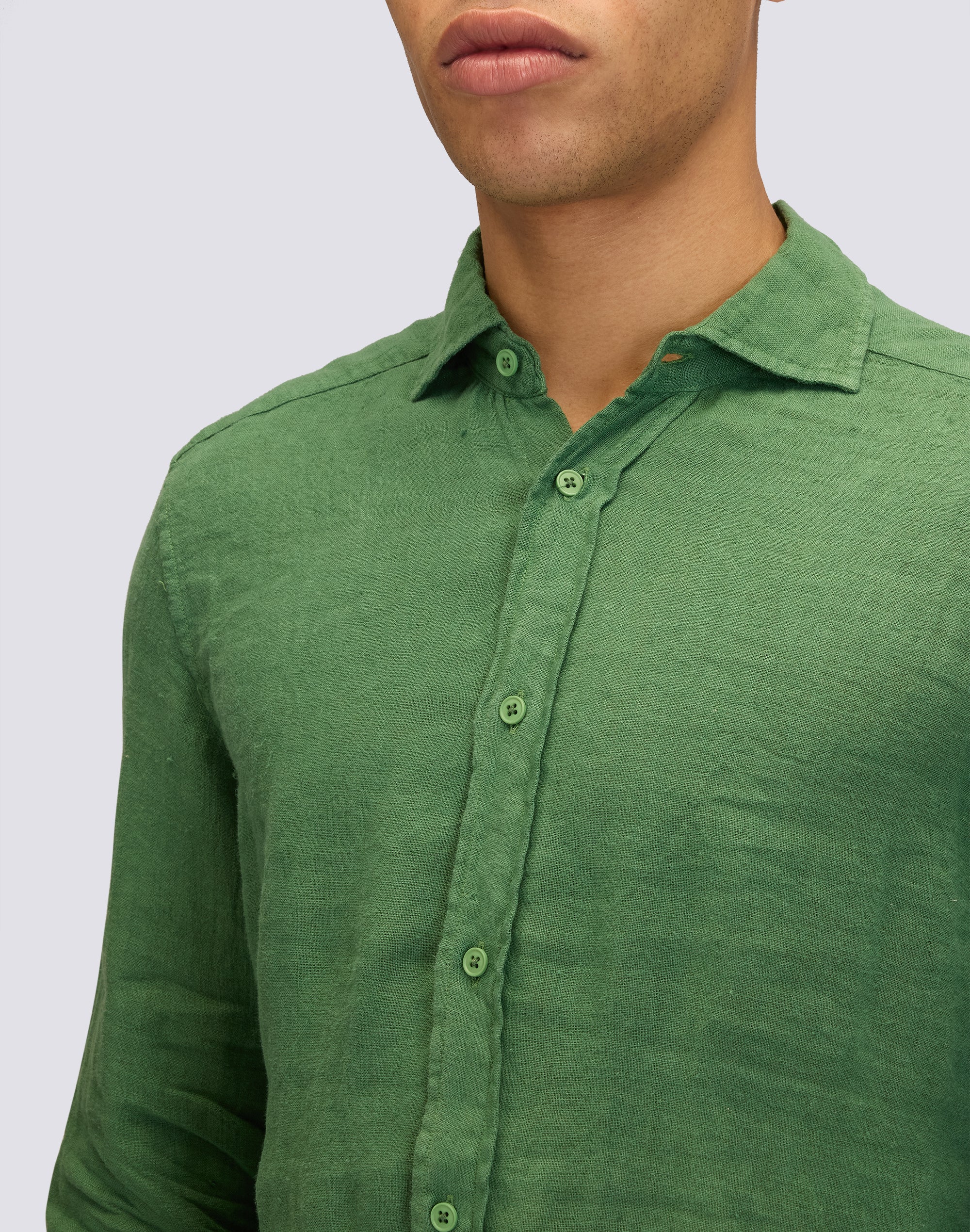 CAMICIA IN LINO CON COLLO CLASSICO - Image 3