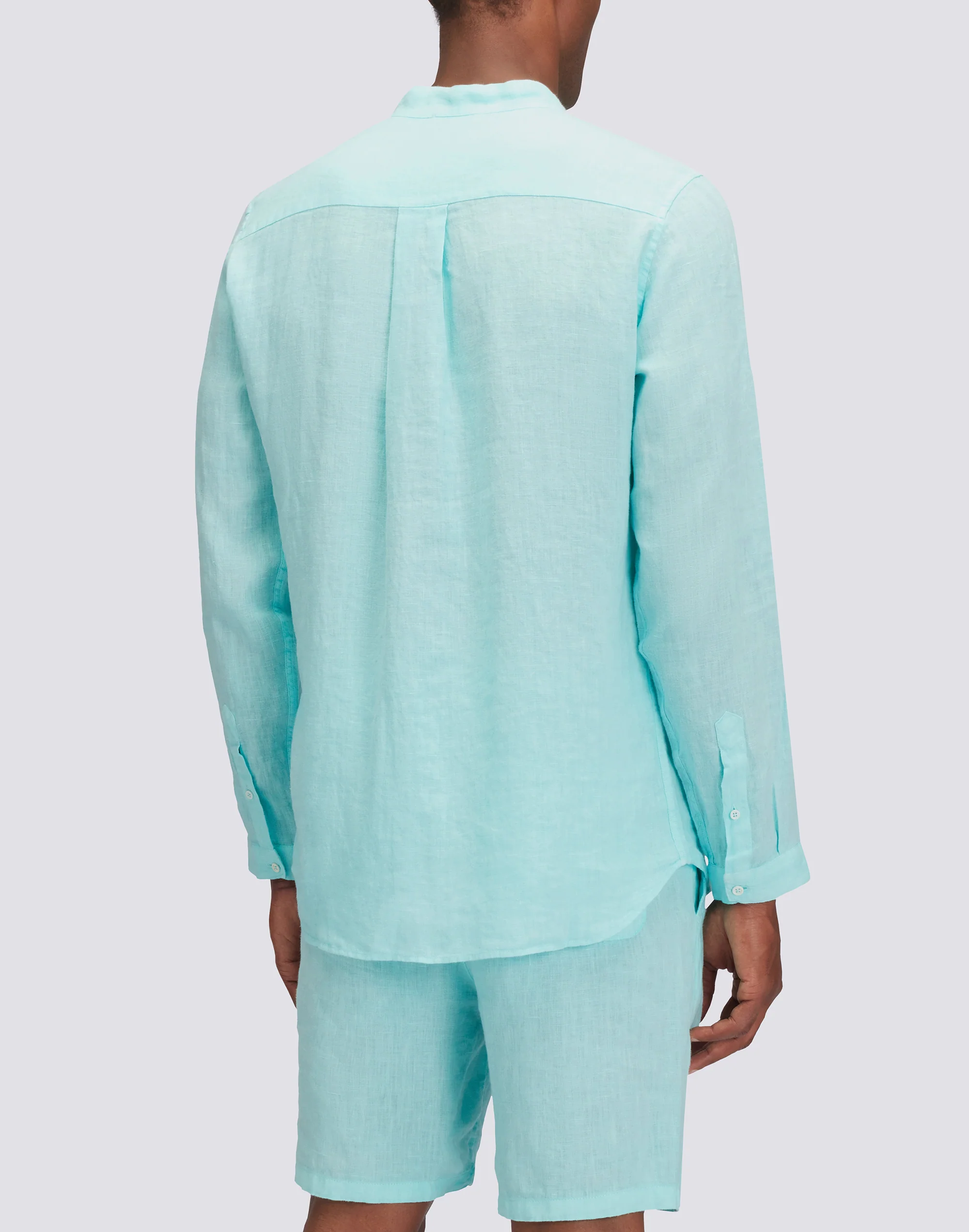 CAMICIA IN LINO IN TINTO CAPO CON COLLO ALLA COREANA - Image 2