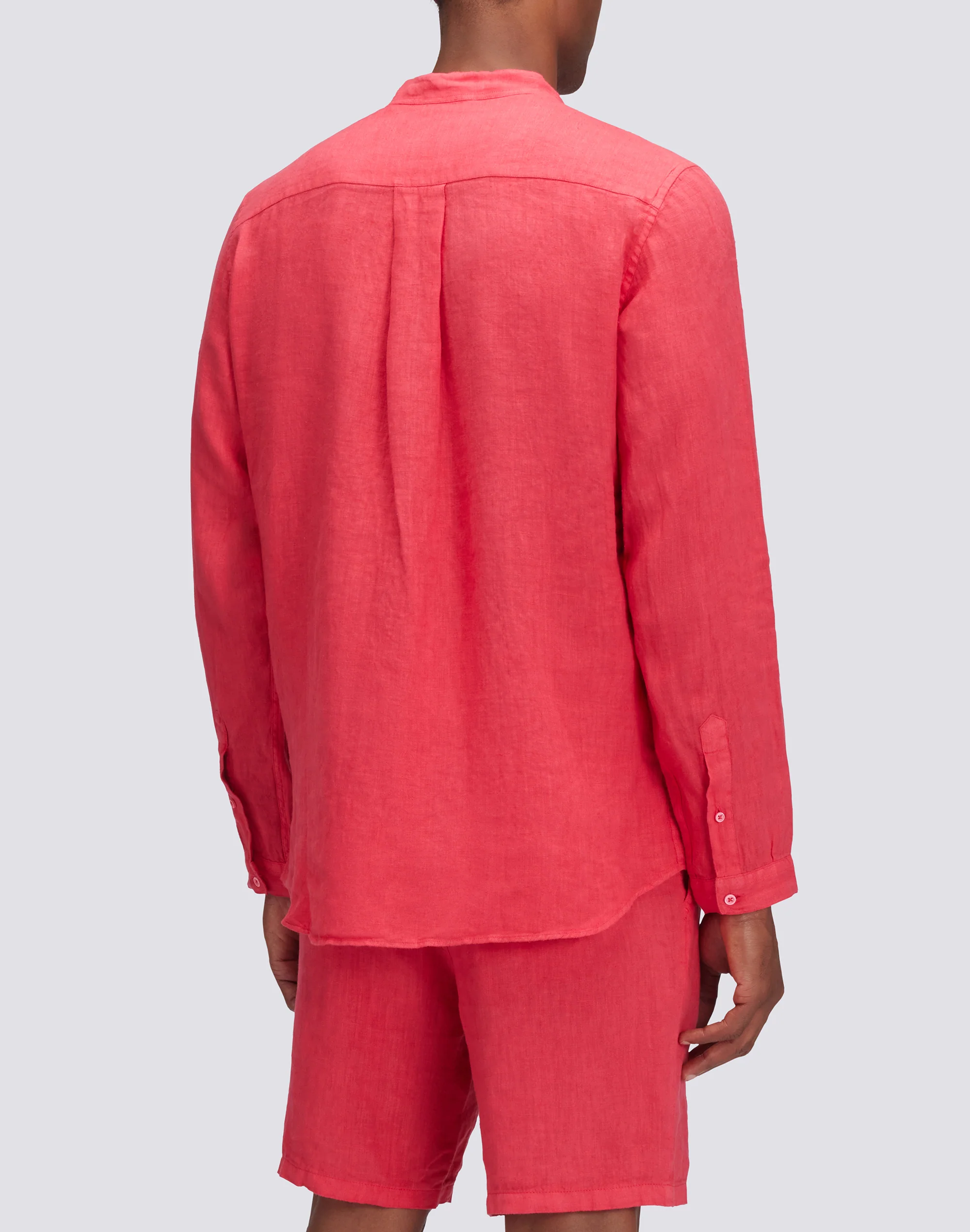 CAMICIA IN LINO IN TINTO CAPO CON COLLO ALLA COREANA - Image 2