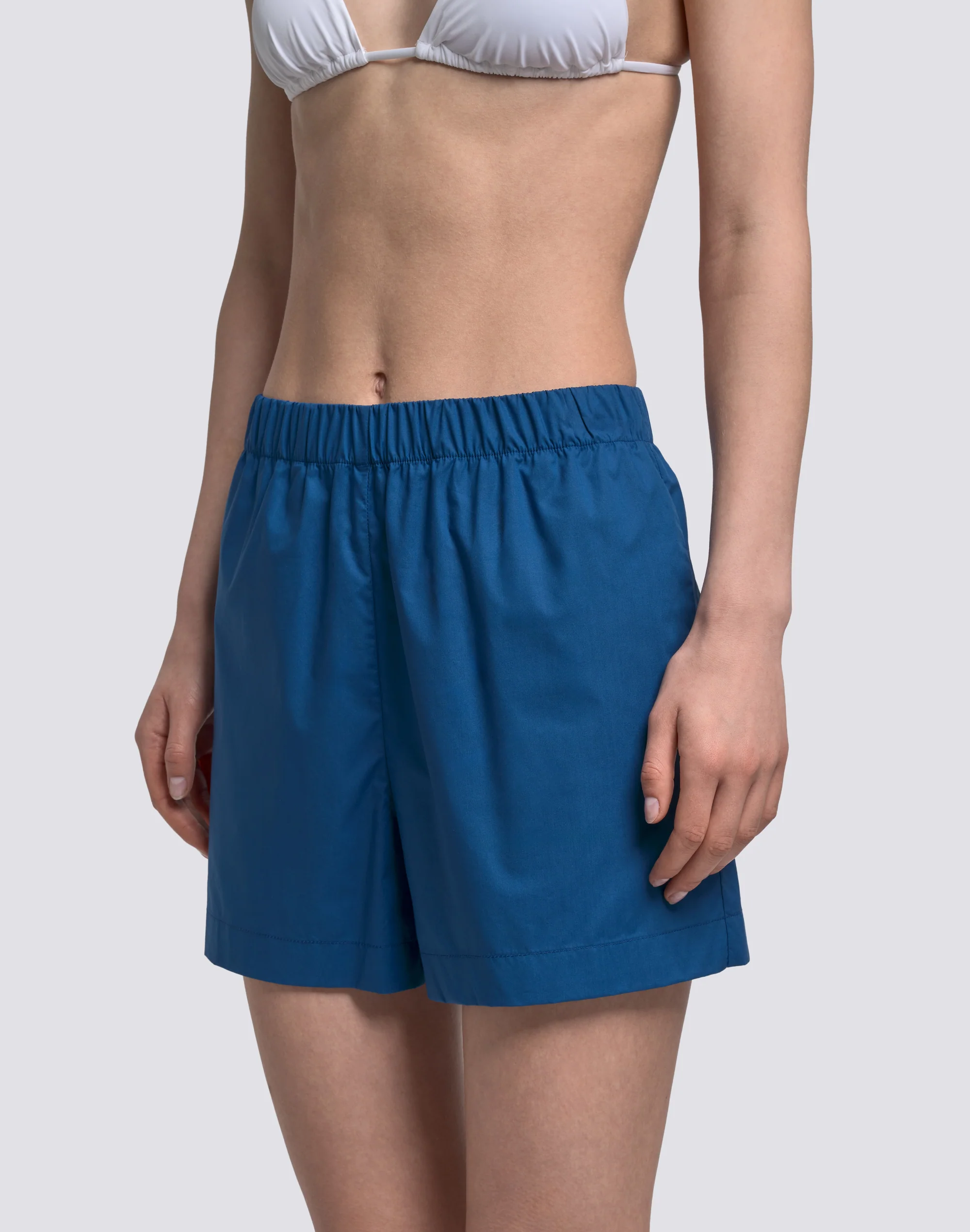 SHORTS DONNA A VITA ELASTICATA IN POPELINE DI COTONE - Image 4
