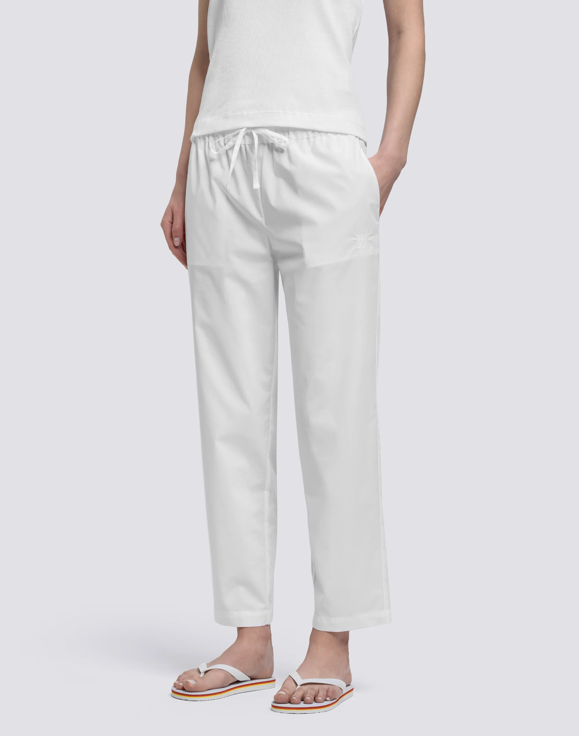 PANTALONI LUNGHI DONNA A SIGARETTA IN COTONE POPELINE - Image 4