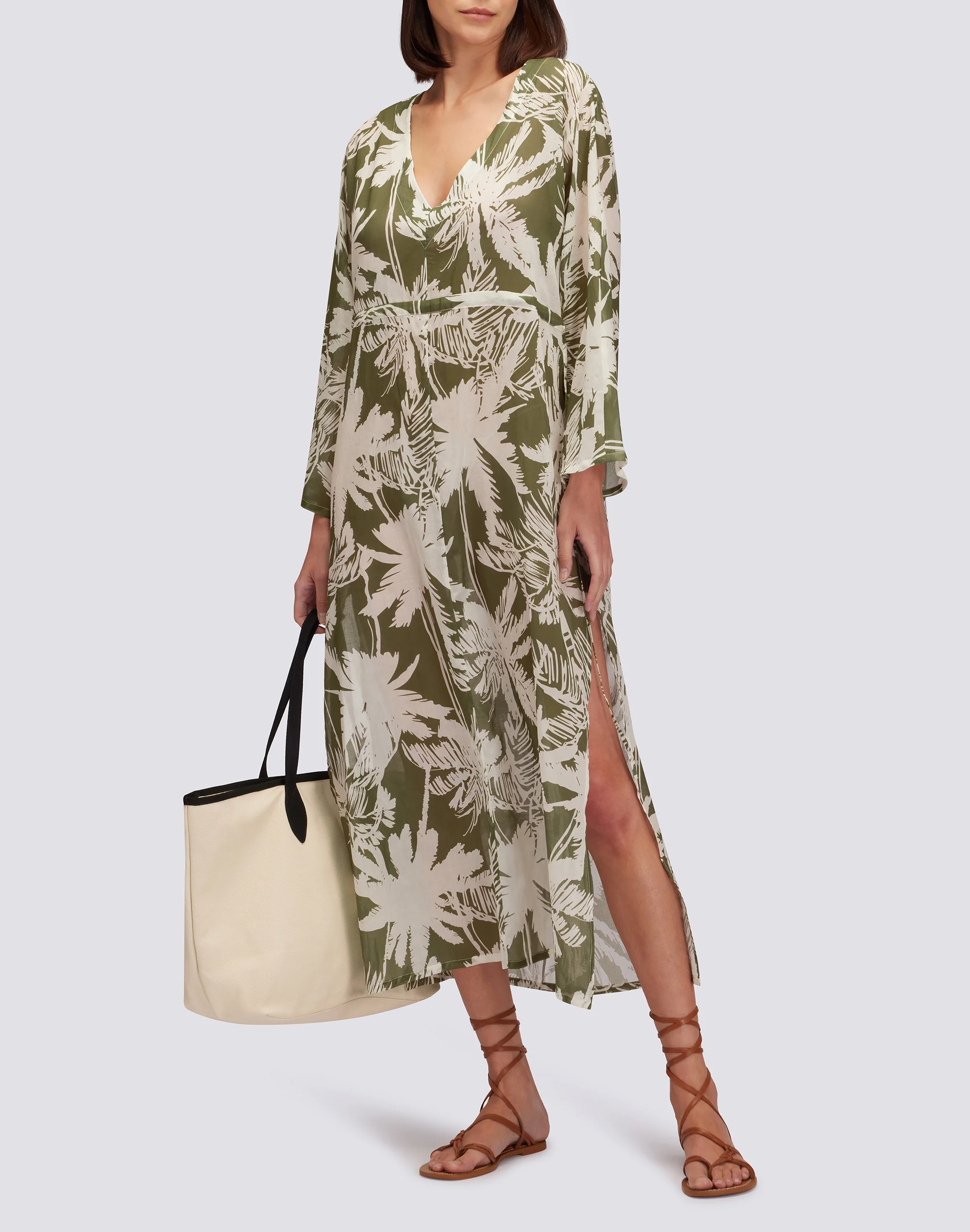 ABITO LUNGO IN COTONE VOILE CON STAMPA TROPIC SAVANA - Image 4