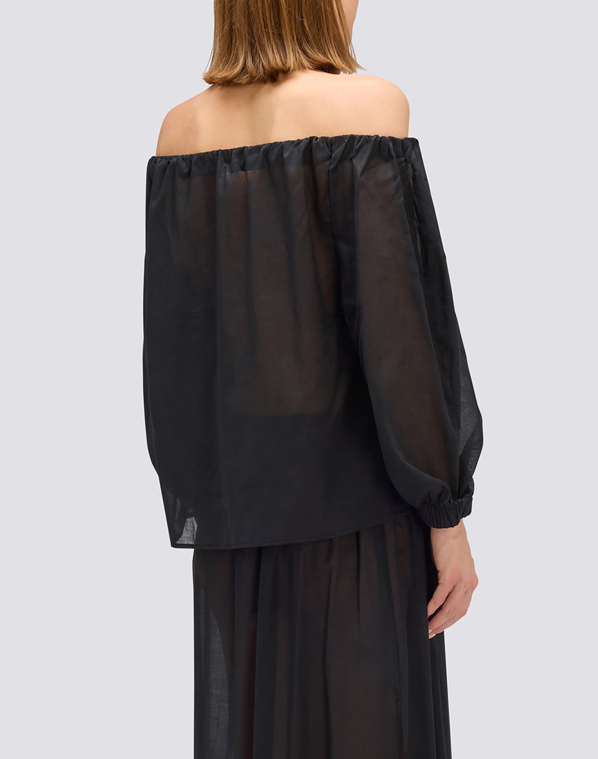 BLUSA IN VOILE DI COTONE CON SCOLLO A BARCA - Image 2