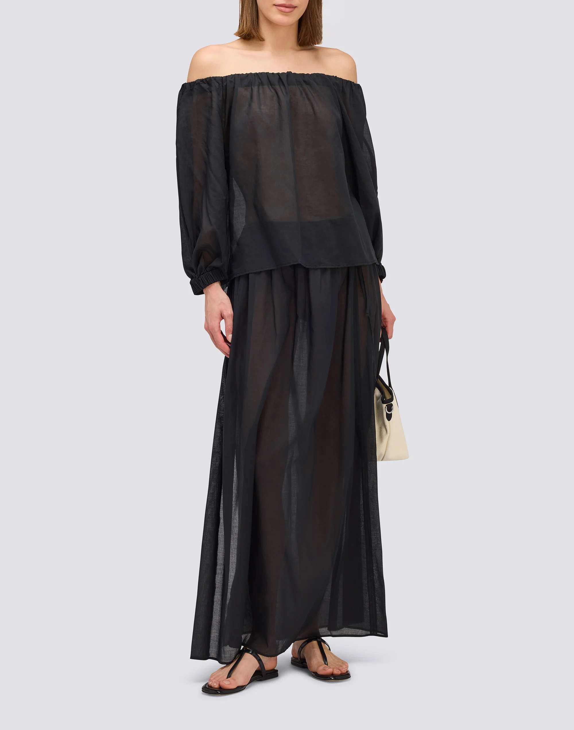 BLUSA IN VOILE DI COTONE CON SCOLLO A BARCA - Image 4