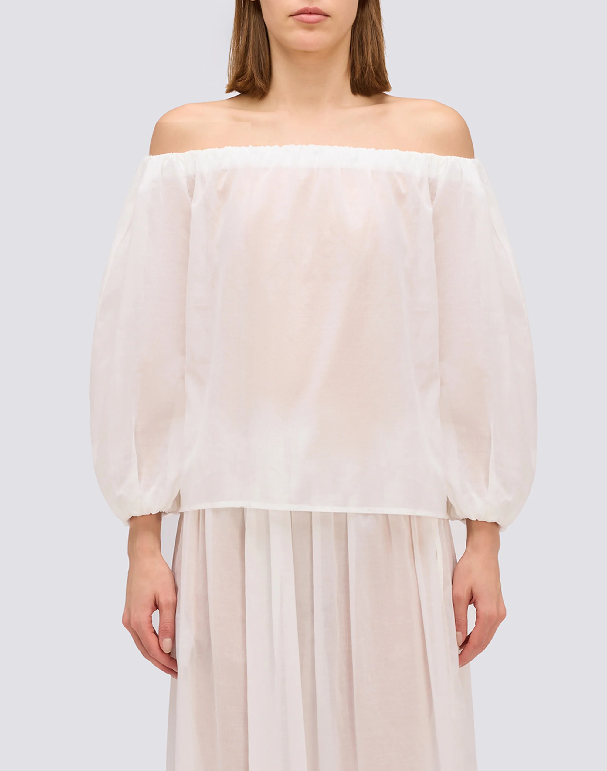 BLUSA IN VOILE DI COTONE CON SCOLLO A BARCA - Image 2