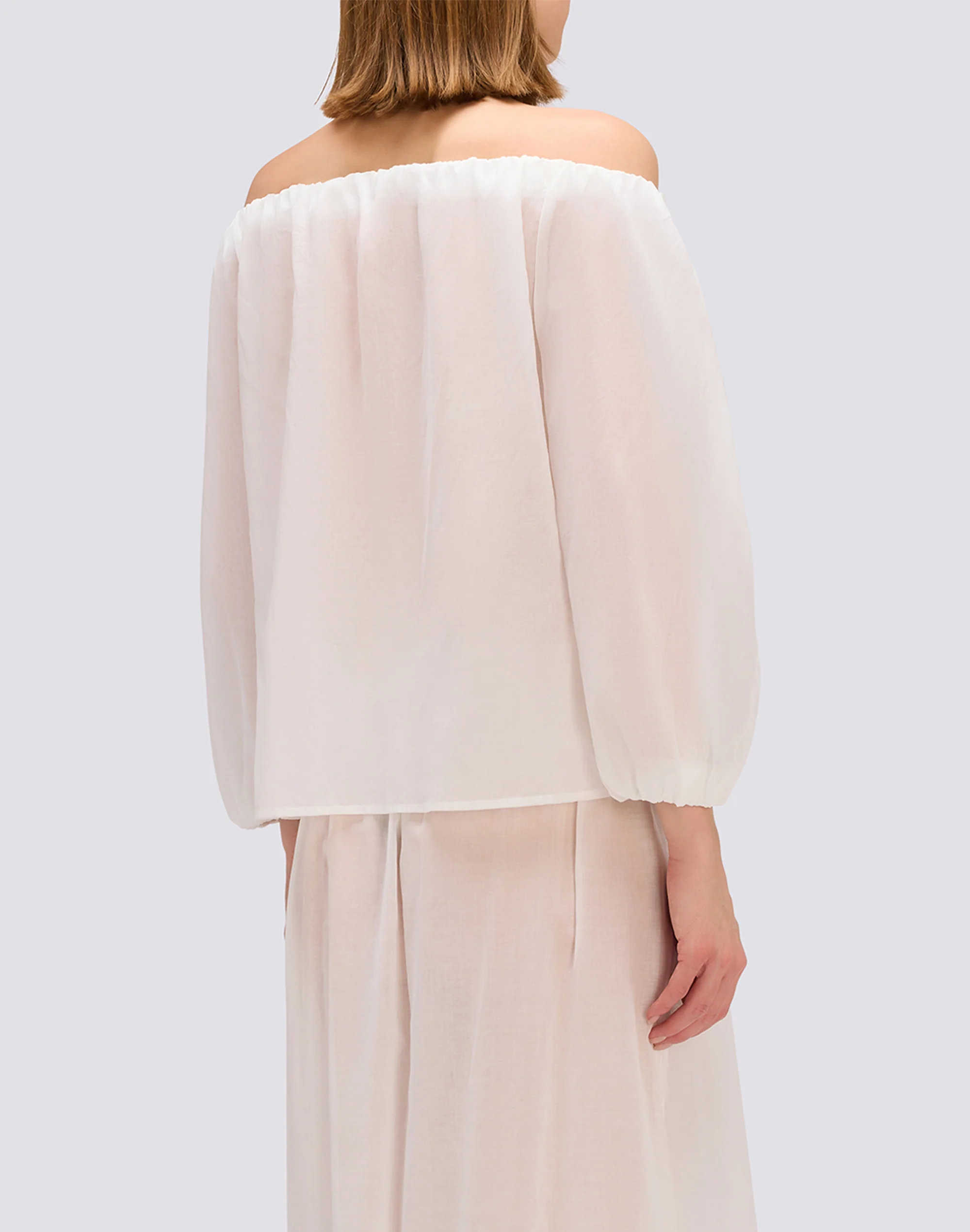 BLUSA IN VOILE DI COTONE CON SCOLLO A BARCA - Image 3