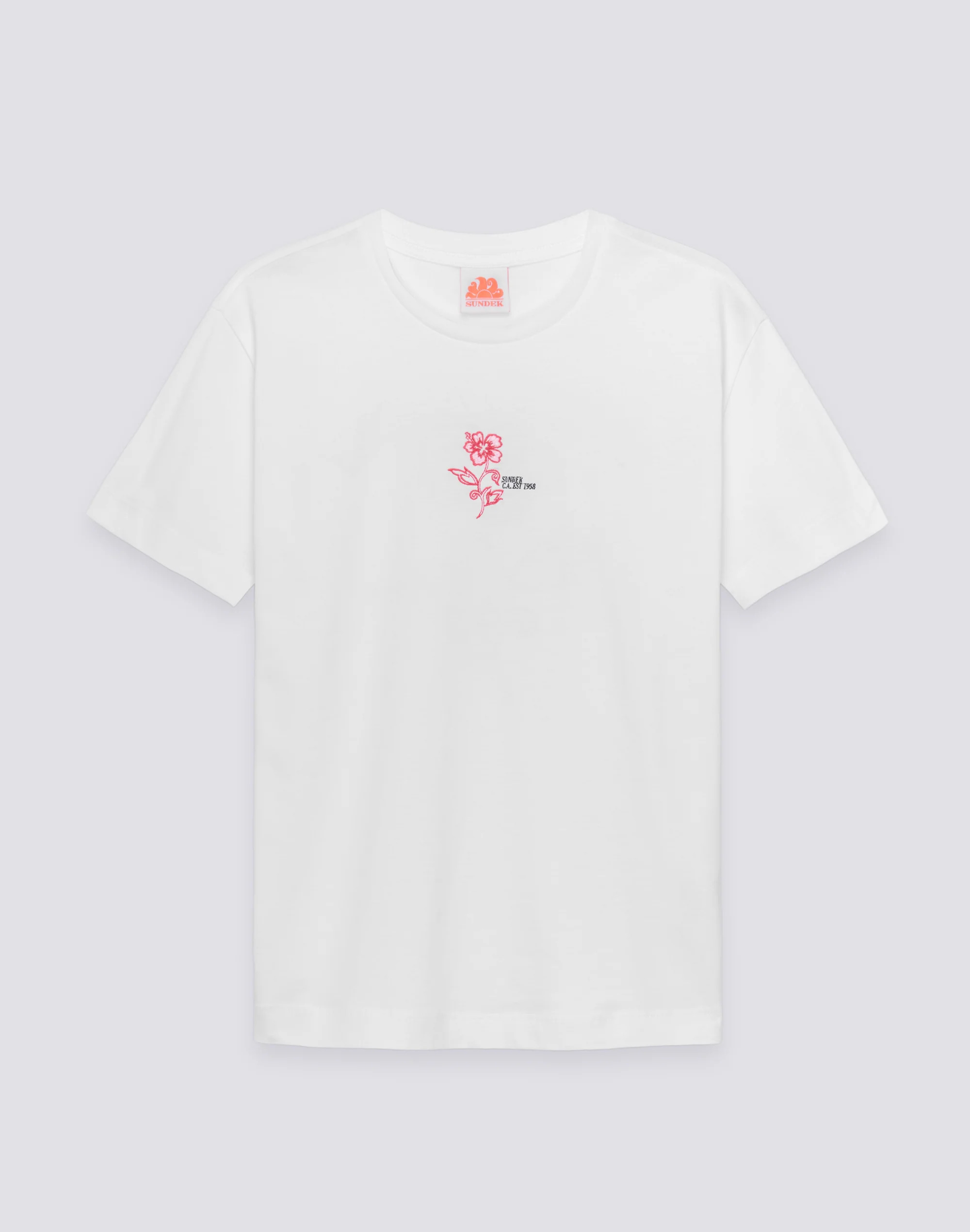 T-SHIRT DONNA CON IBISCO RICAMATO E STAMPATO - Image 2