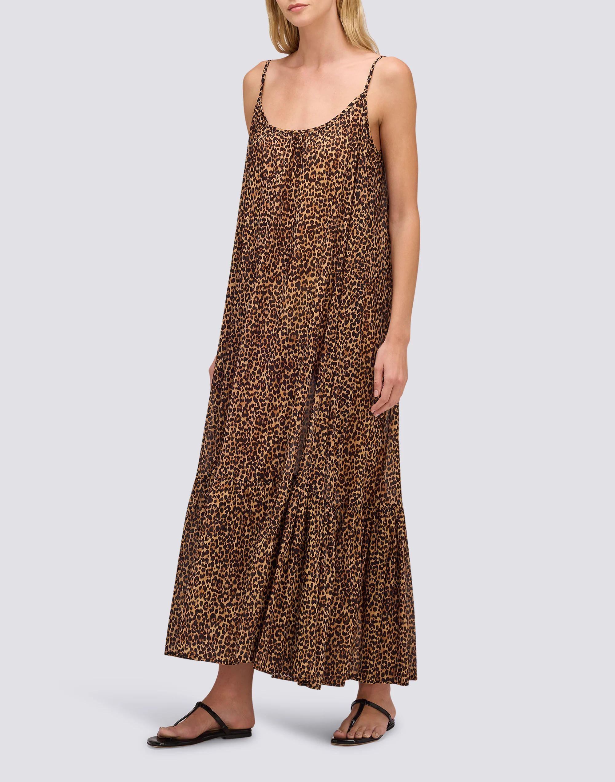 ABITO DONNA LUNGO IN VOILE DI COTONE ANIMALIER - Image 3