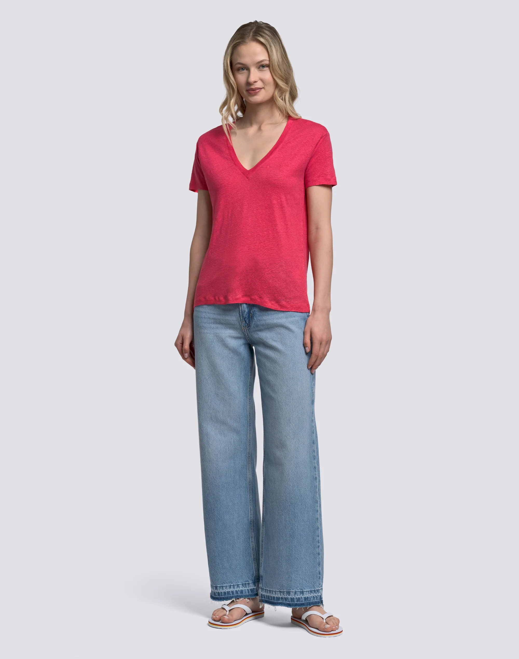 T-SHIRT DONNA A MEZZE MANICHE IN LINO - Image 3