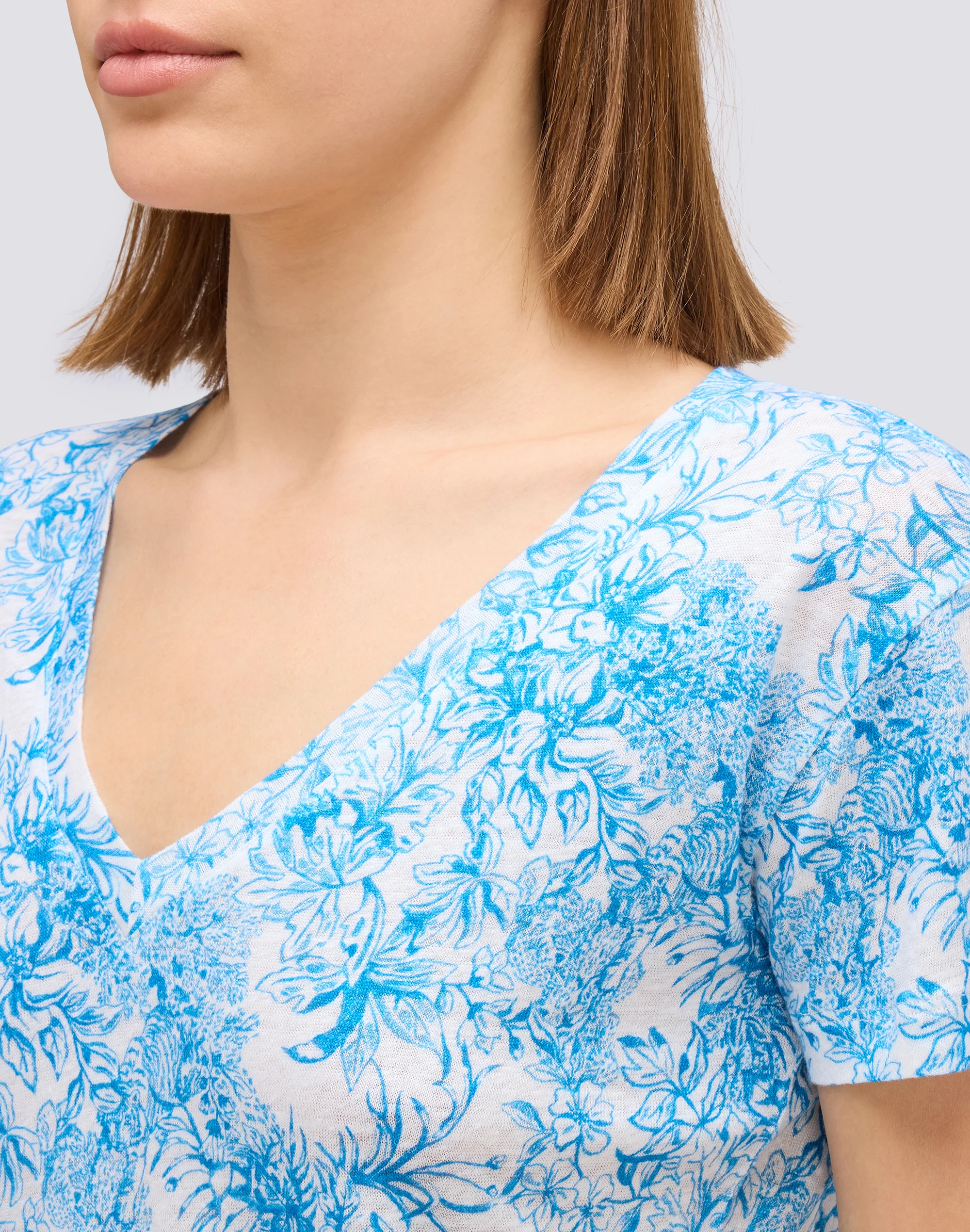 T-SHIRT A MEZZE MANICHE IN LINO CON STAMPA FLEUR DE JOIE - Image 3